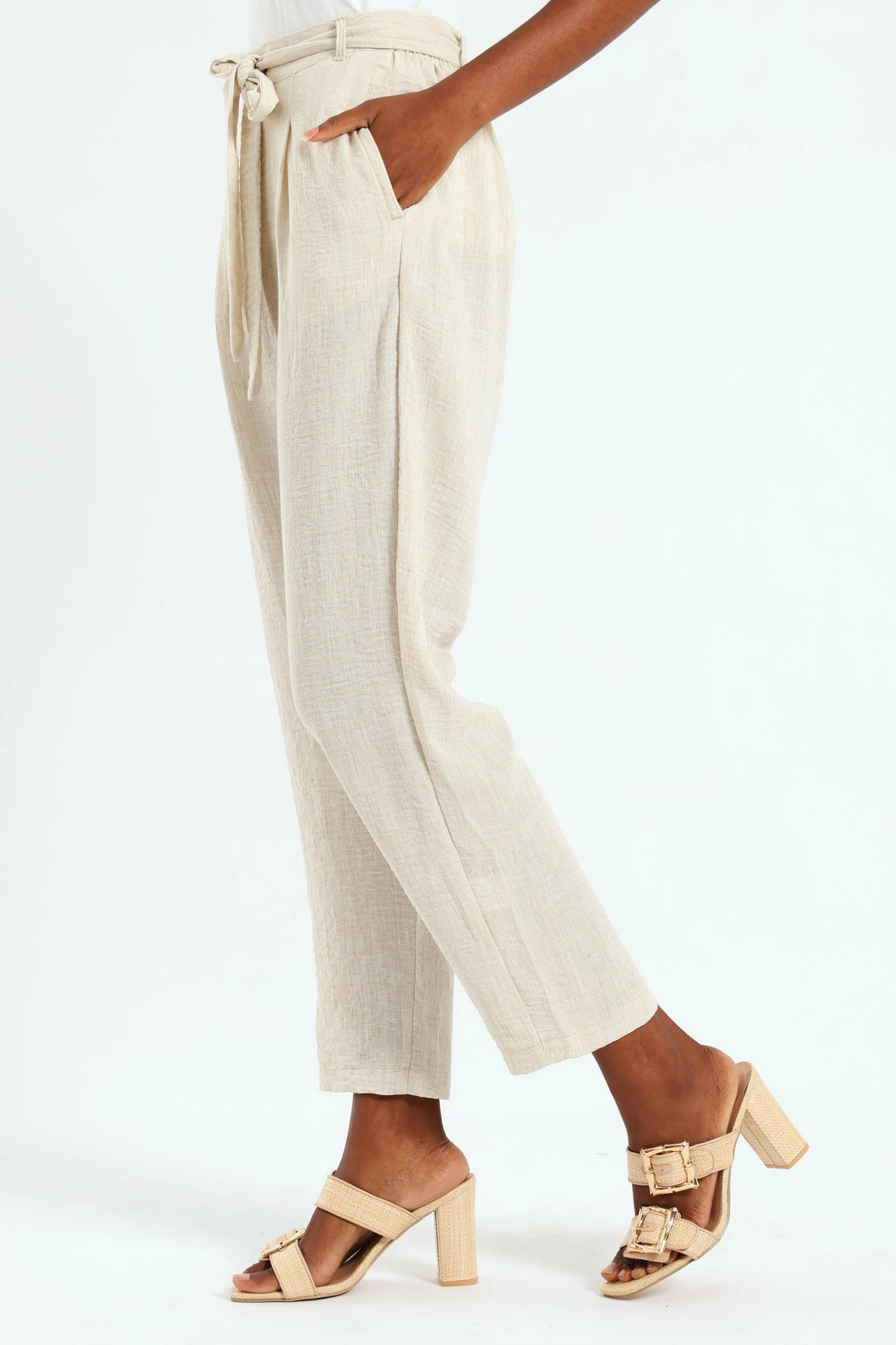 Pull On Pleated Tapered Leg Pant - Oatmeal Melange Low Profile
