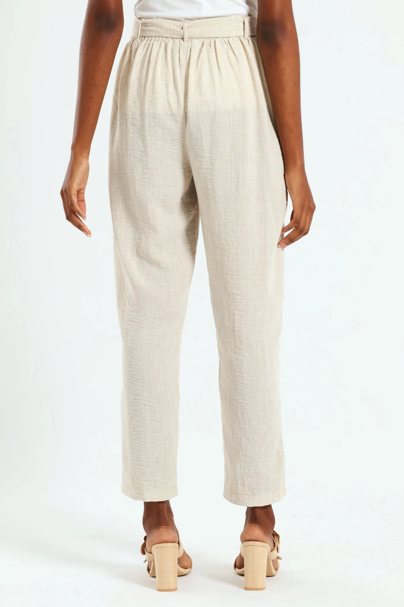 Pull On Pleated Tapered Leg Pant - Oatmeal Melange Chill Mode