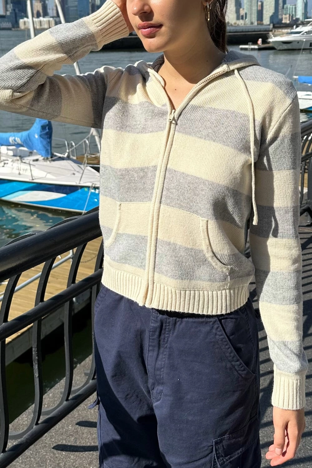 Layering Fit Alana Wool Stripe Zip-Up Sweater