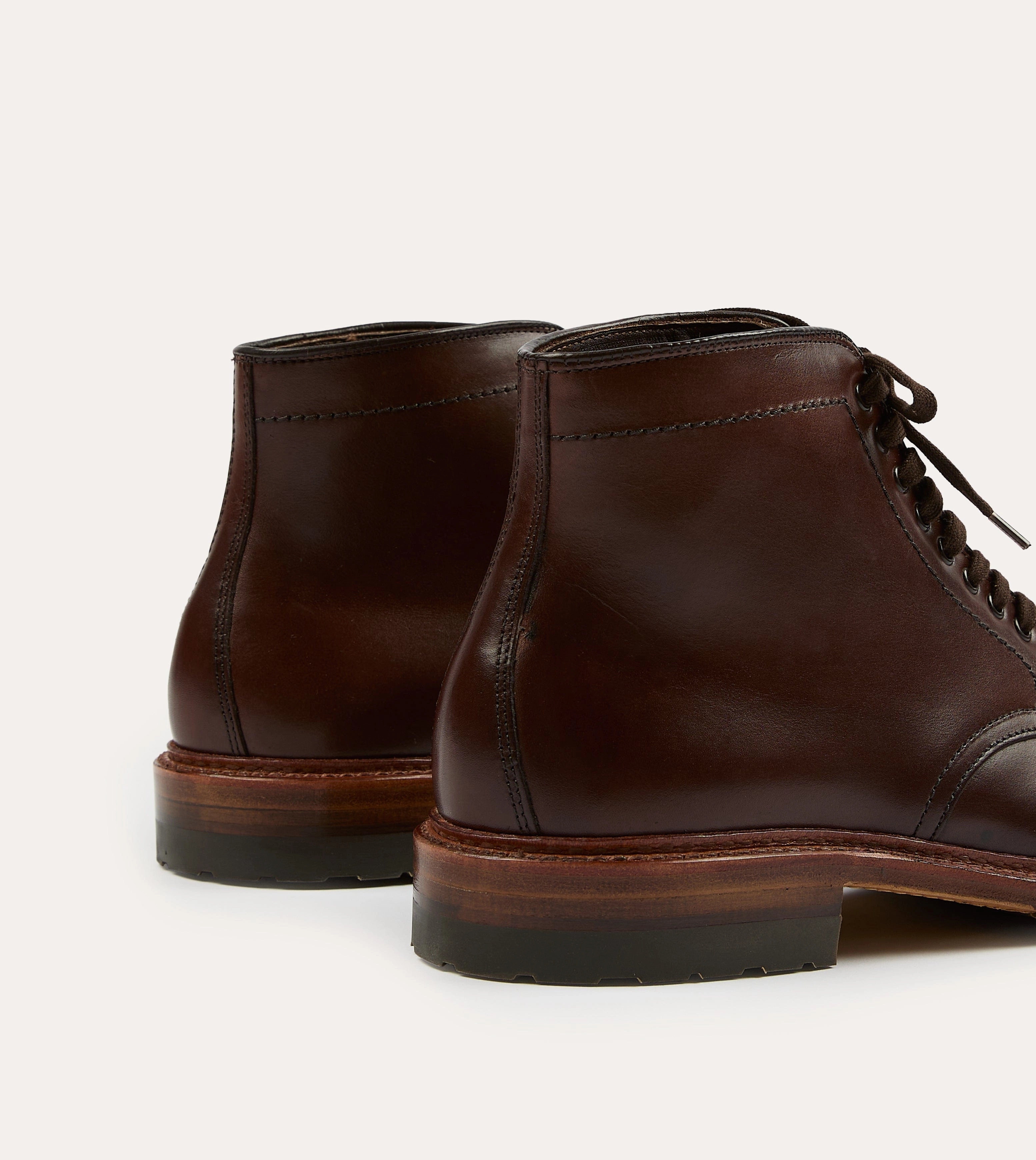Functional details Perforated Detail Alden Brown Calf Leather Plain Toe Boot