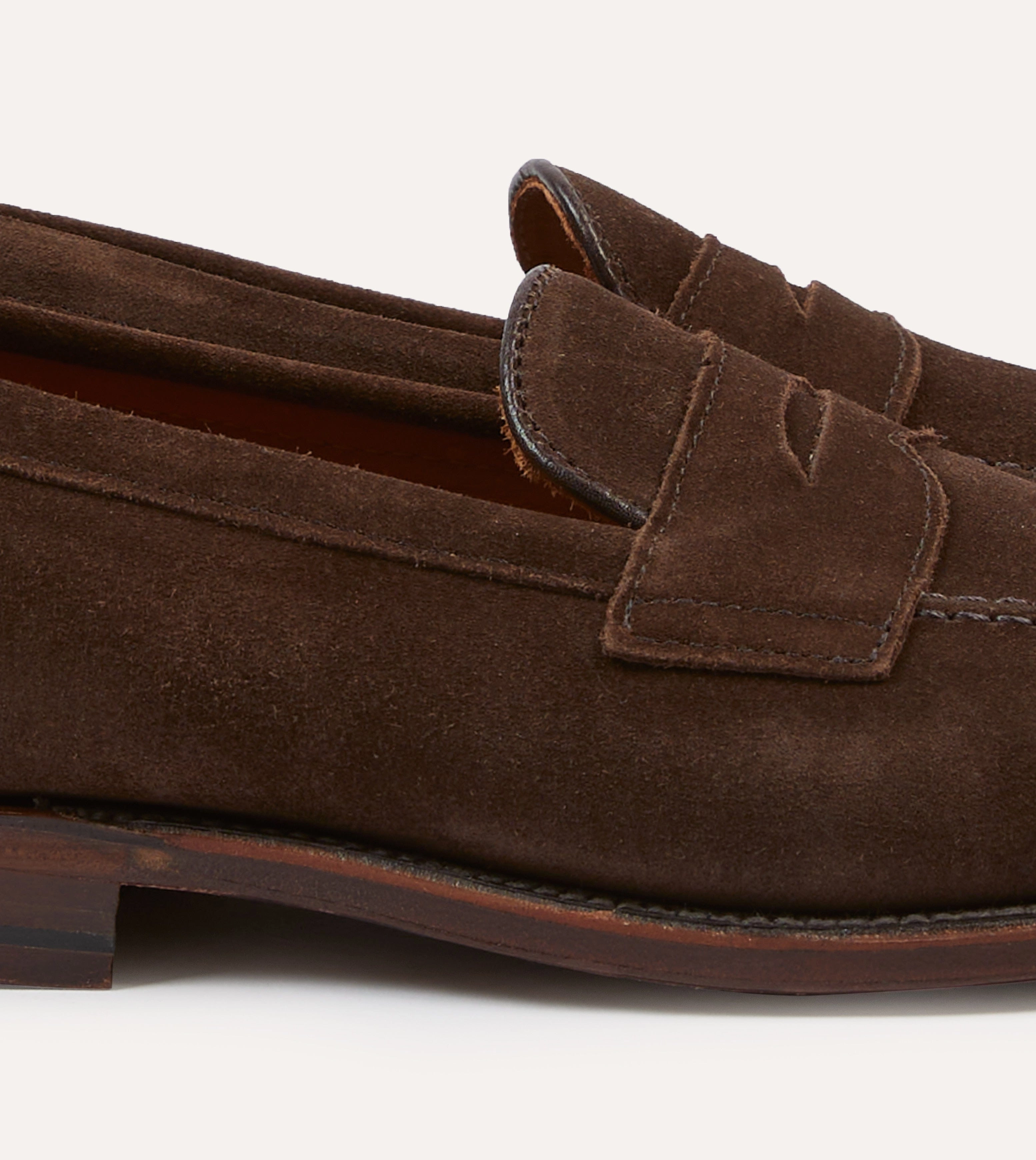Alden Brown Suede Penny Loafer Round Toe Design Soft Footwear