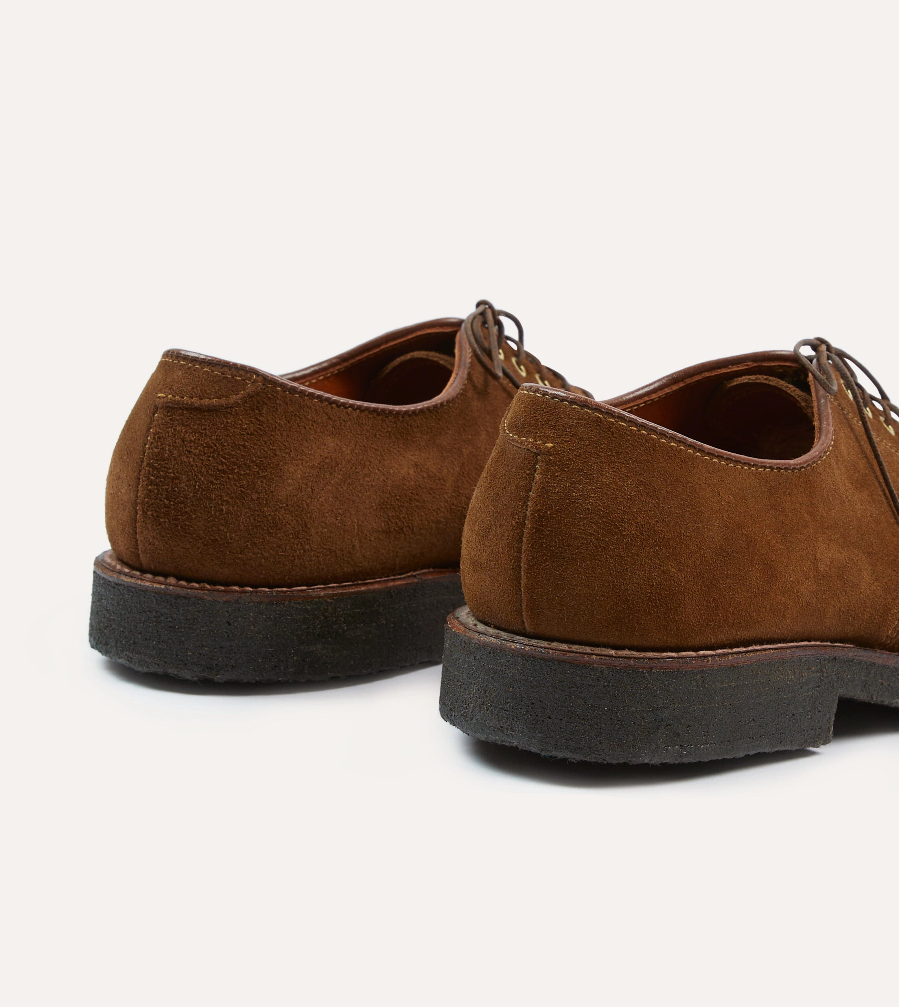 All Shade Alden for Drake's Tobacco Suede Plain-Toe Blucher with Double Crepe Sole