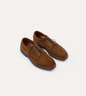 Alden for Drake's Tobacco Suede Plain-Toe Blucher with Double Crepe Sole Flex Step Custom Edge