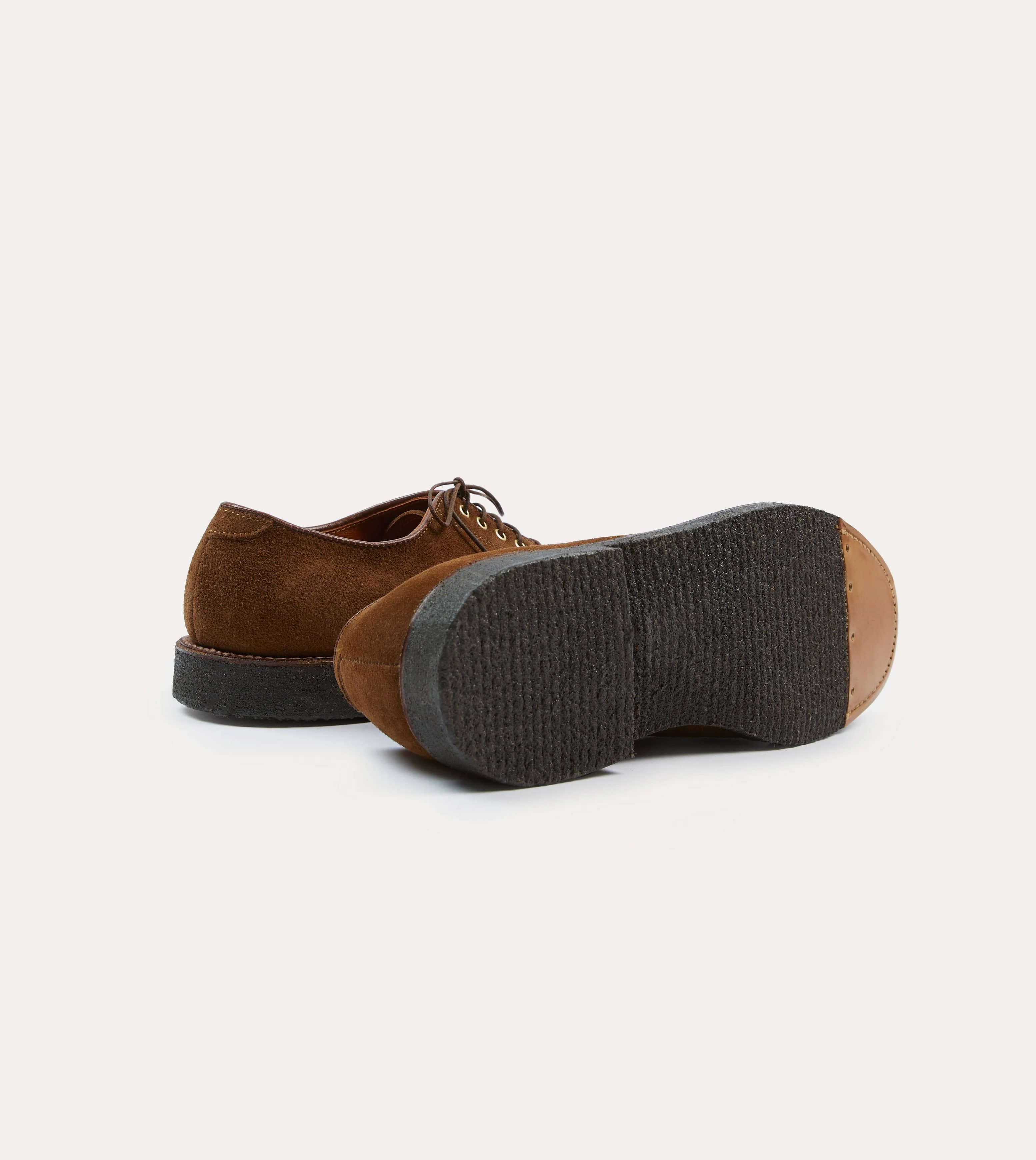 Alden for Drake's Tobacco Suede Plain-Toe Blucher with Double Crepe Sole Confident Move Slip Resistant Sole