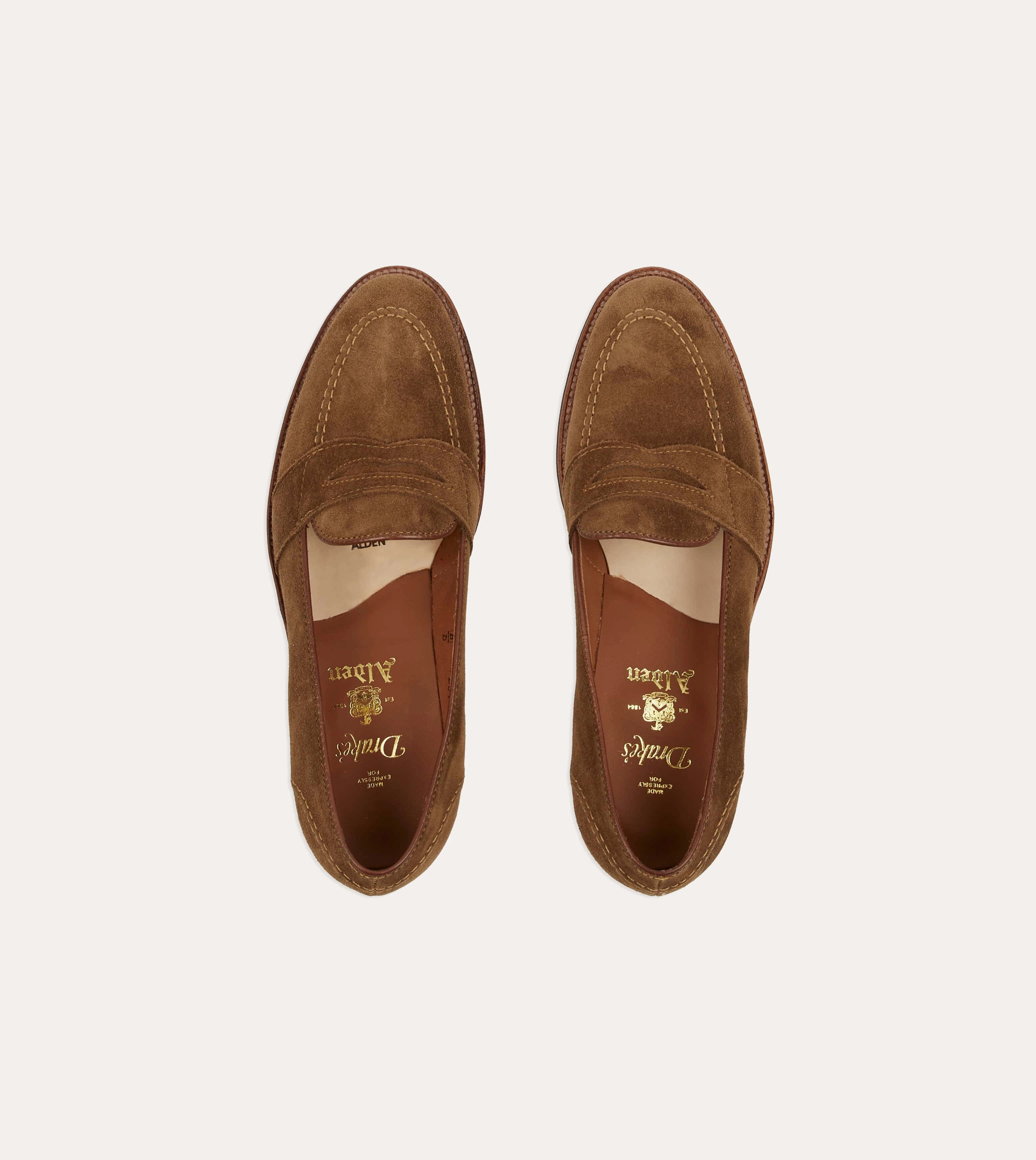 Seamless Stitching Alden Snuff Suede Full Strap Loafer