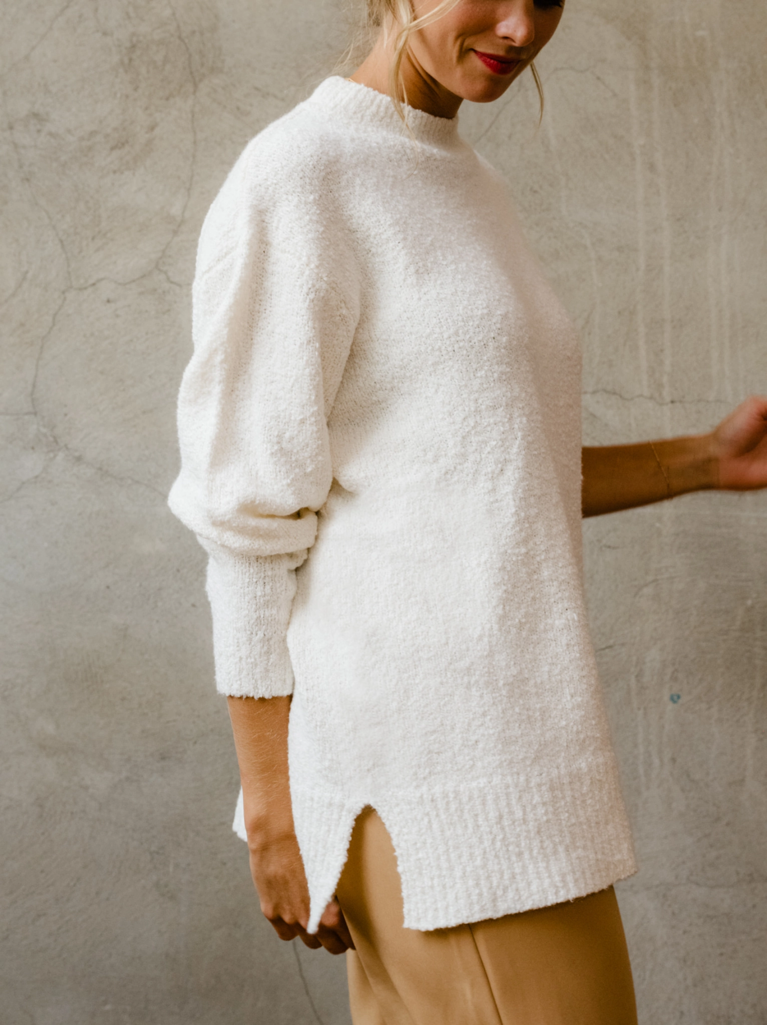 Alexis Boucle Sweater - Almond Urban Wear Flex Fit