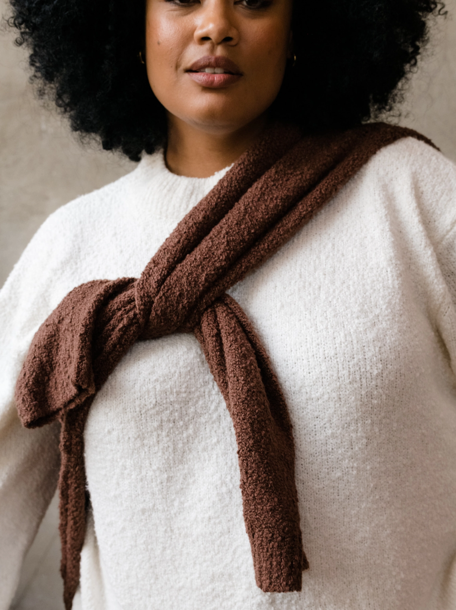 Active Style Basic Layering Alexis Boucle Sweater - Almond