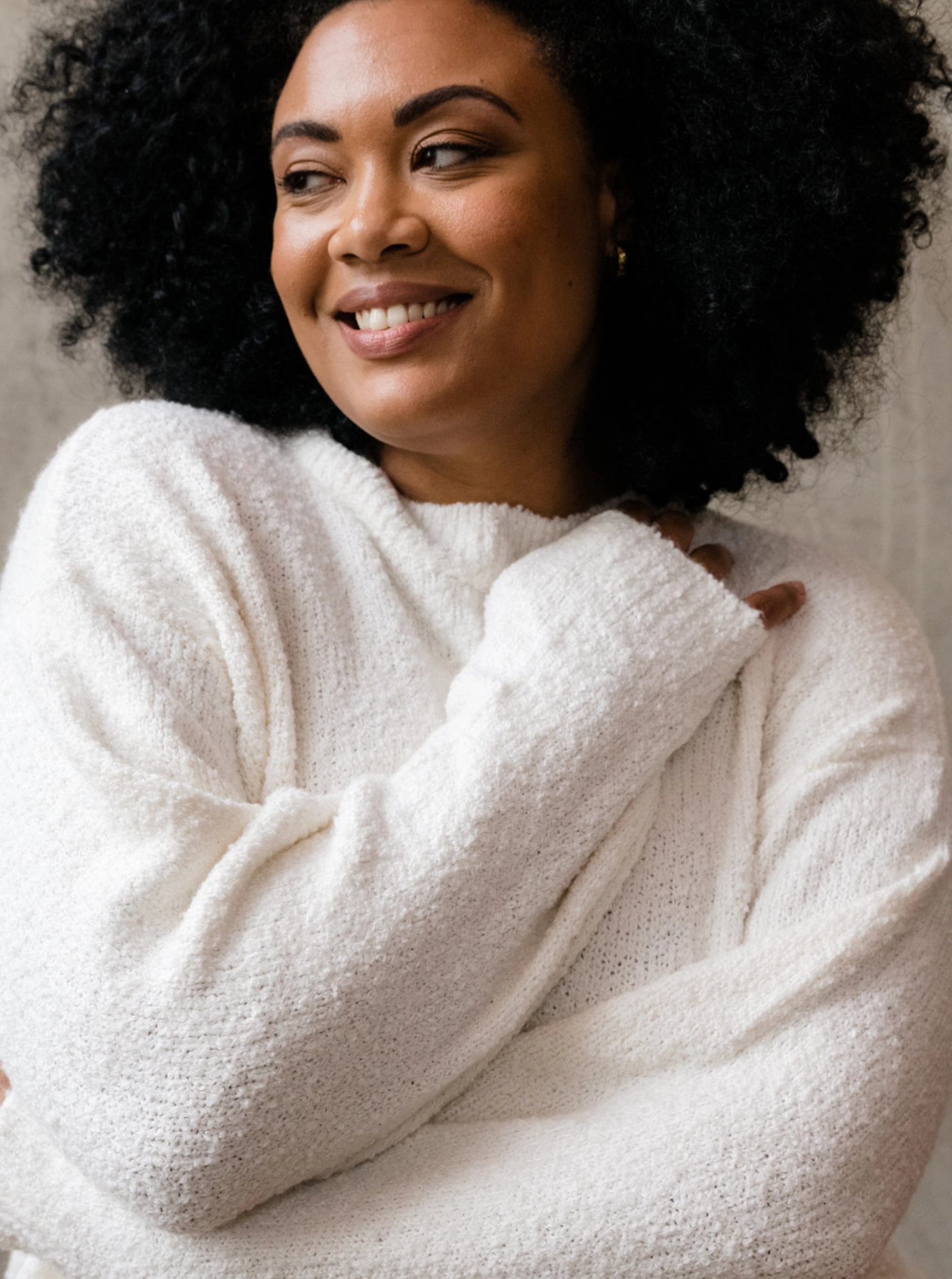 Alexis Boucle Sweater - Almond Simple Style Relaxed Neckline