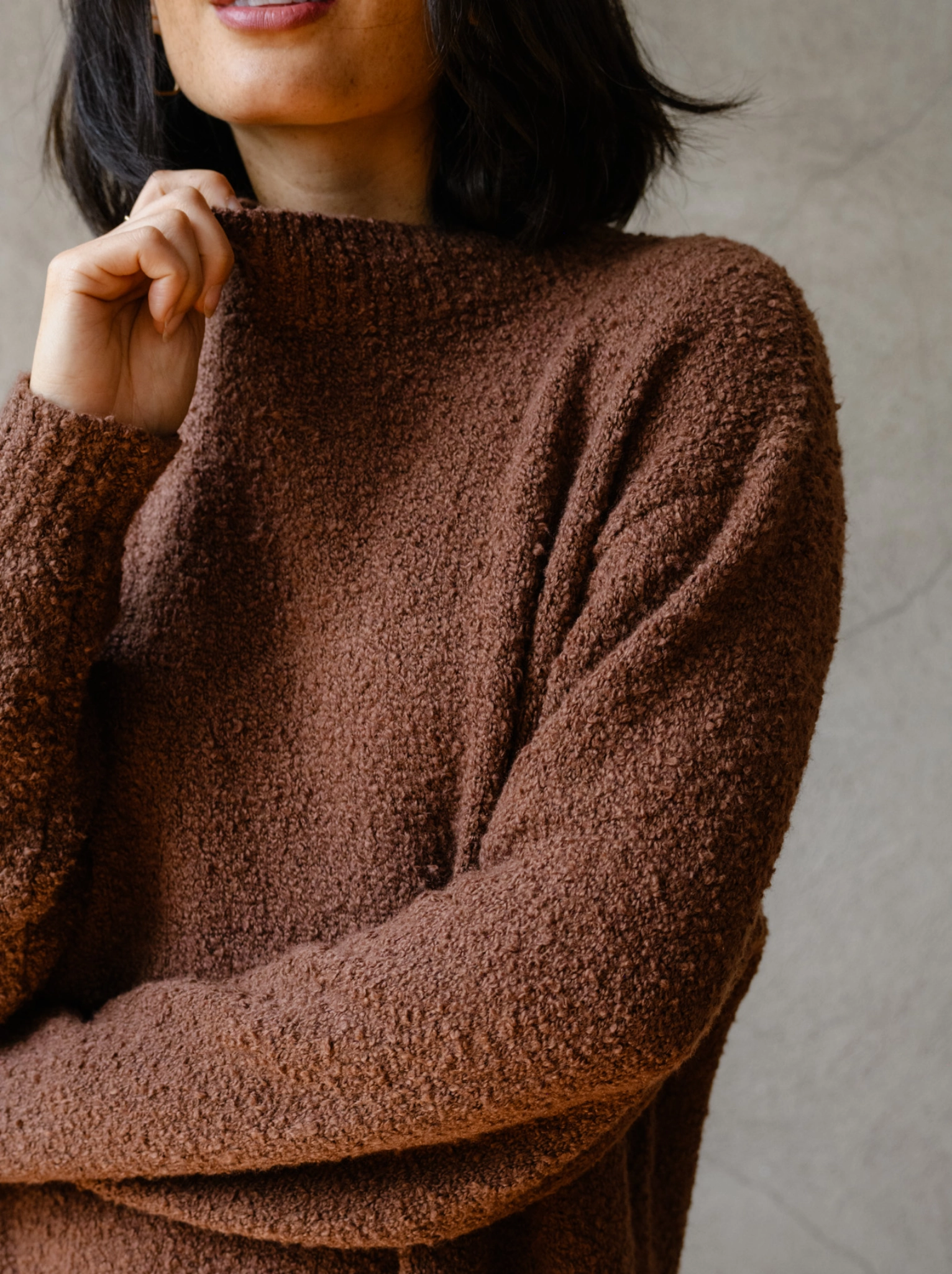 Soft & Cozy Alexis Boucle Sweater - Mocha