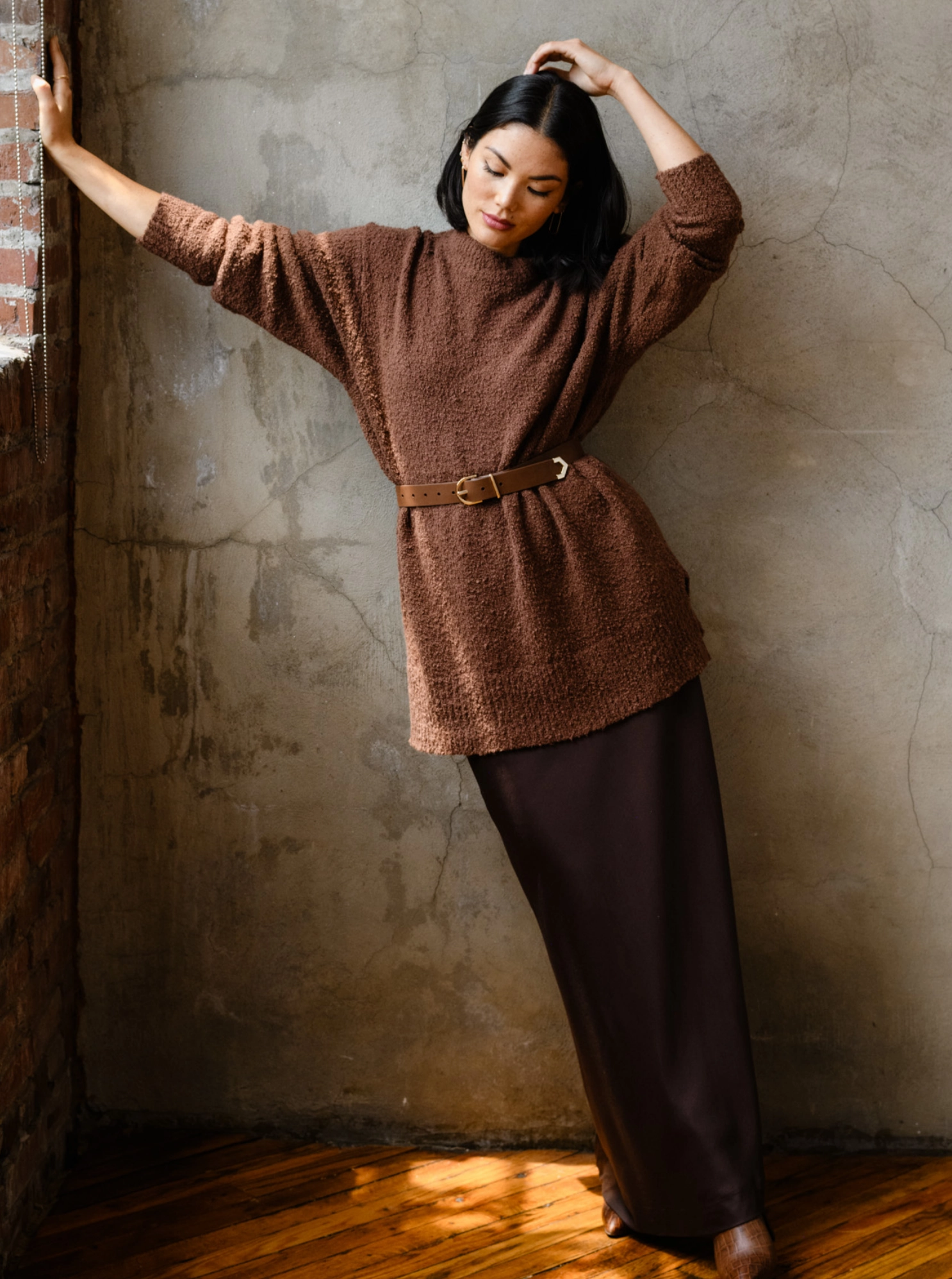 Warm Essentials Alexis Boucle Sweater - Mocha