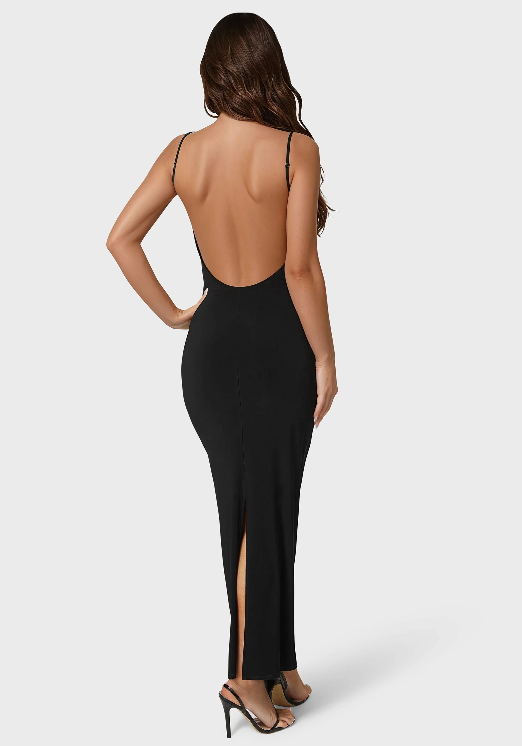 Square Neck Low Back Maxi Dress Boxy-Style Statement-Print