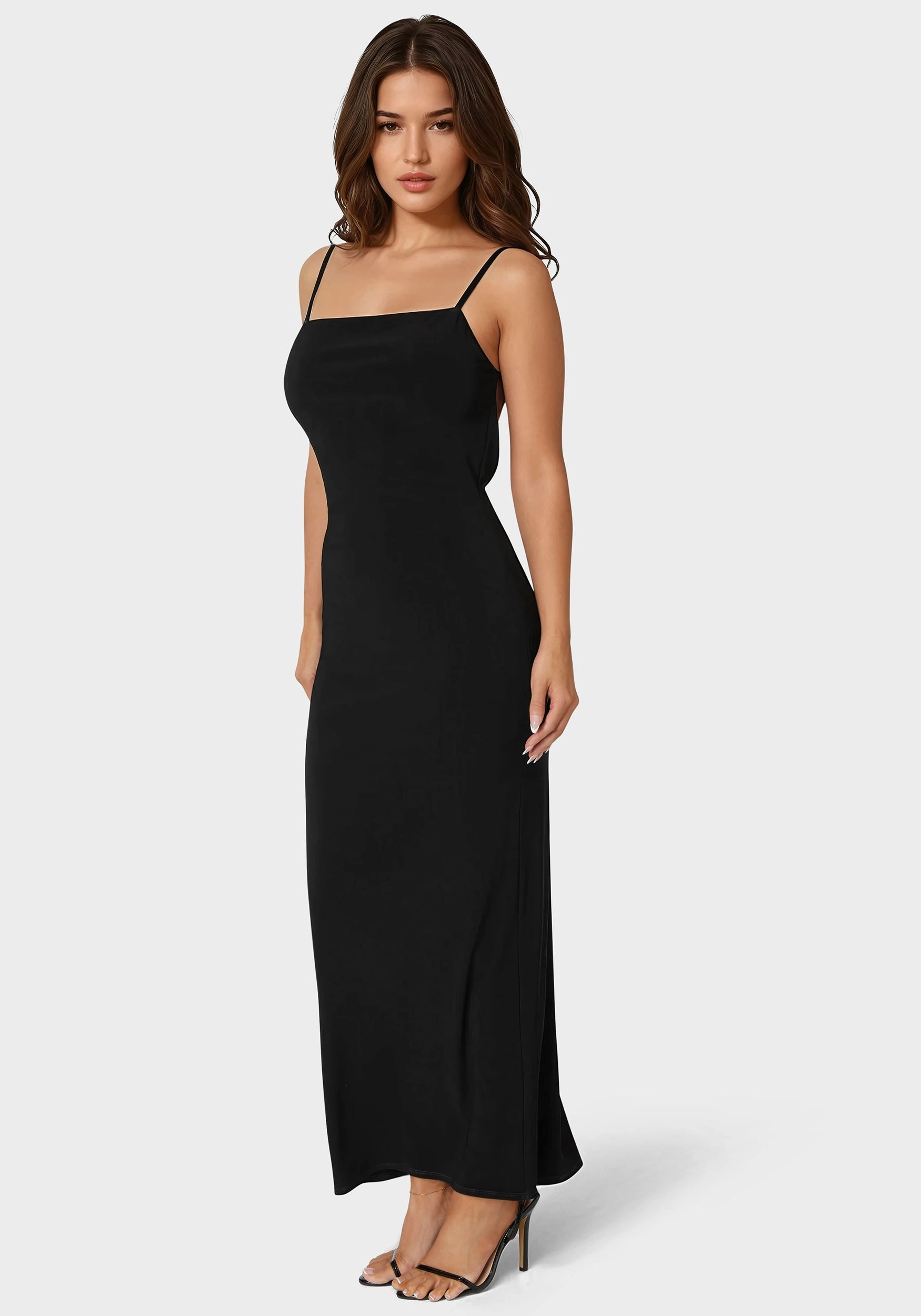Romance Soul Square Neck Low Back Maxi Dress