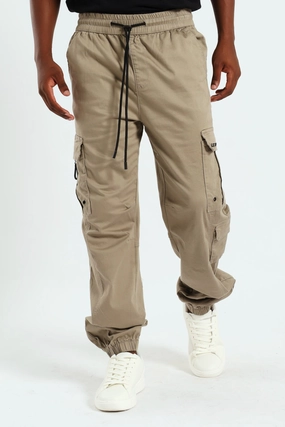 Relaxed fit wear Minimalist Design Allan Cuffed Cargo Pants - Taupe