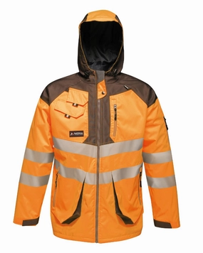 Regatta Mens Hi-Vis Waterproof Reflective Parka Jacket Packable Construction