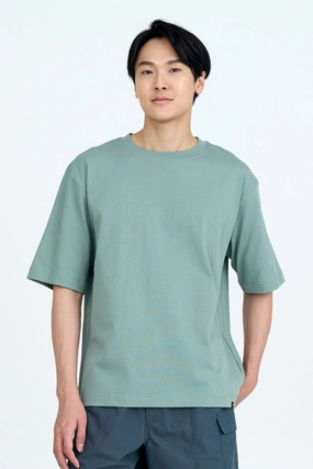 (B) Classic Relaxed-Fit Crew Neck Tee - Moss [AT] Everyday Look