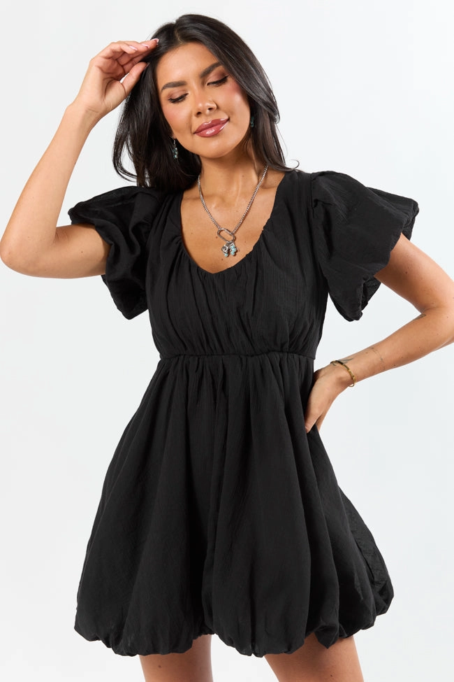 Almost Daylight Black Bubble Hem Mini Dress SALE Shared Moment