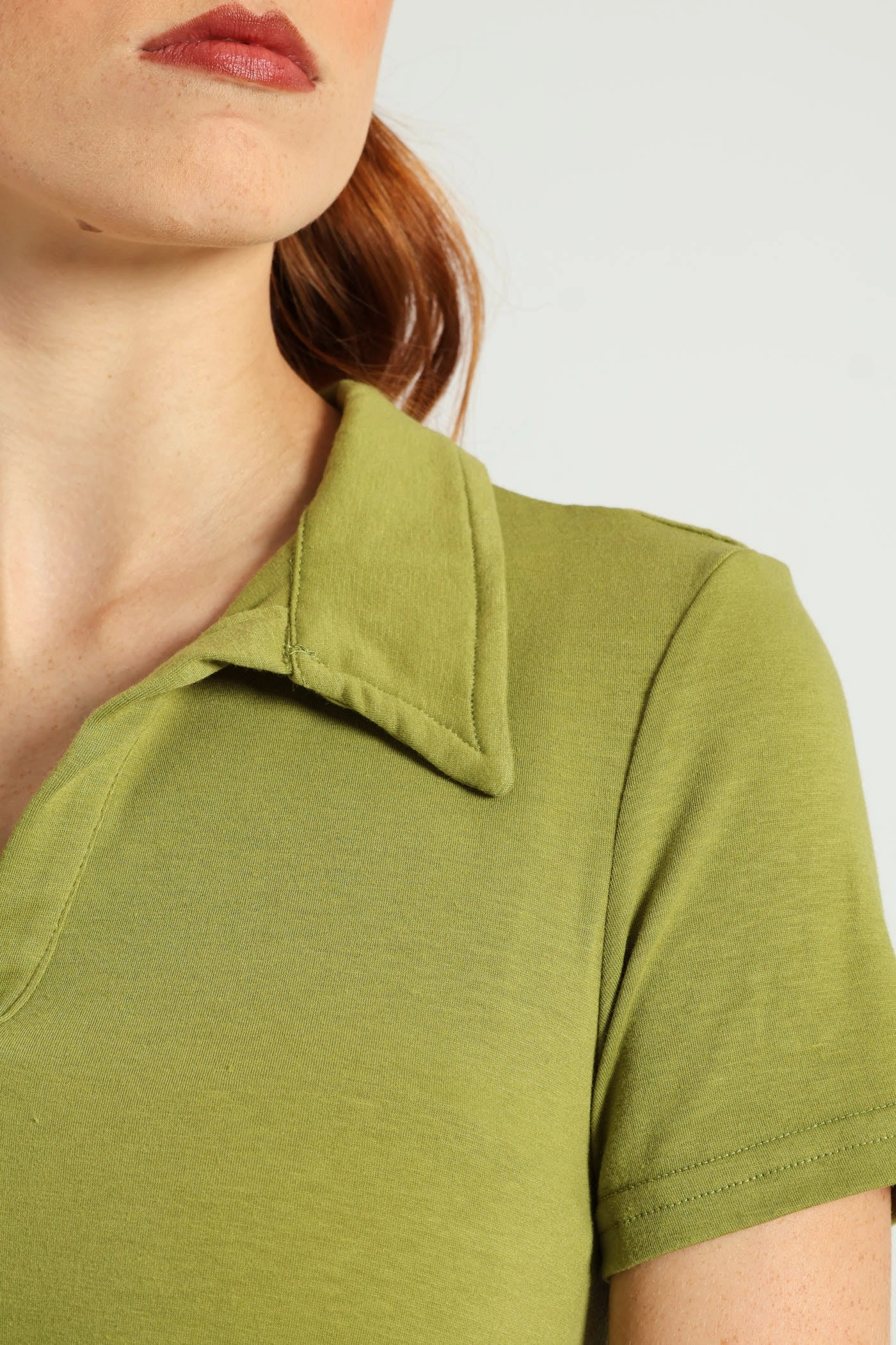 Chilly Comfort Wear Jonny Collar Tiered Cotton Combo Midaxi Dress - Olive