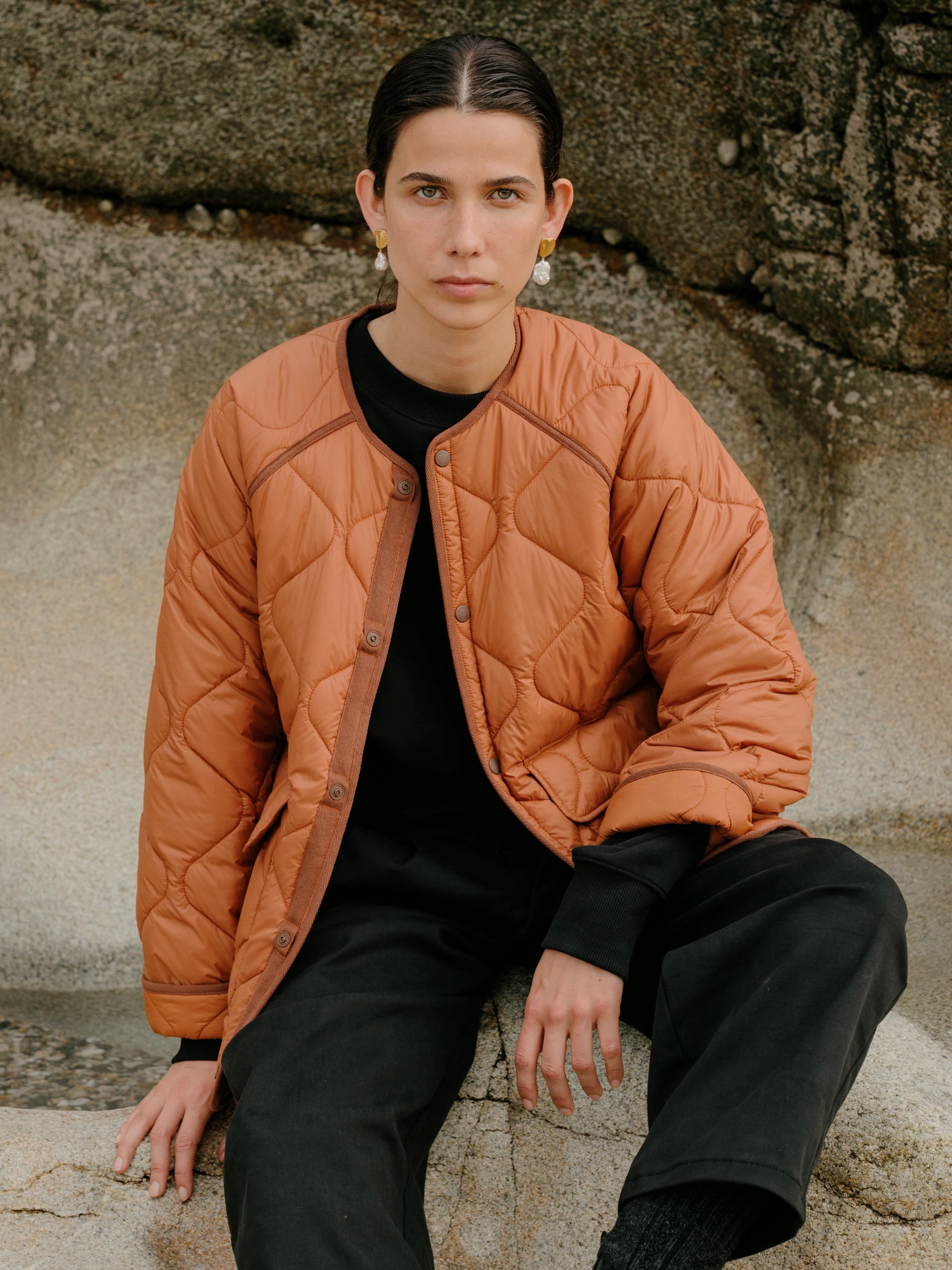 Active Wear Flexible Fit Engineering Amy Powney   Finisterre Women's Oversized Quilted Jacket