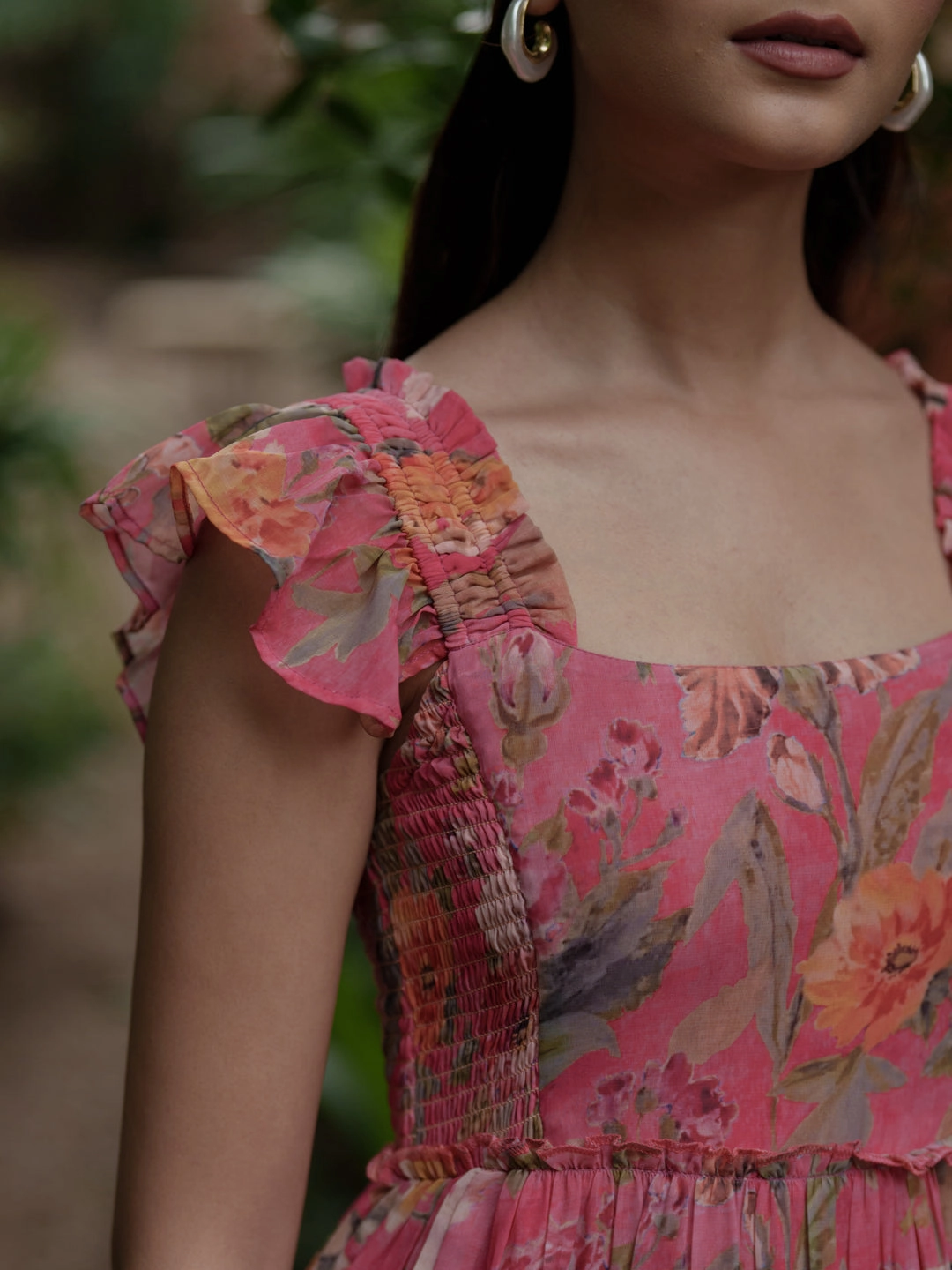 Anayna Women's Georgette Printed Tier Dress Formal-look Pose Sweet