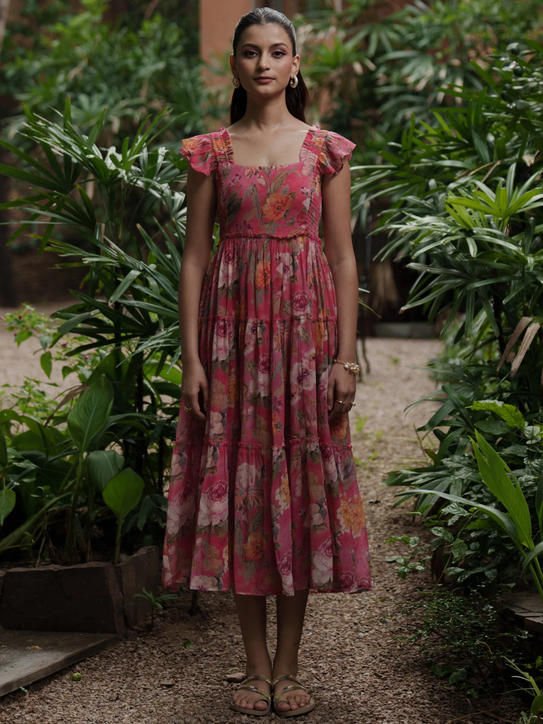 Dream Look Anayna Women's Georgette Printed Tier Dress