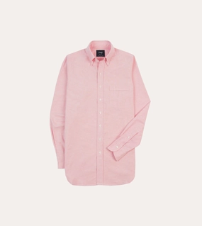 Workwear Style Bright Pink Cotton Oxford Cloth Button-Down Shirt