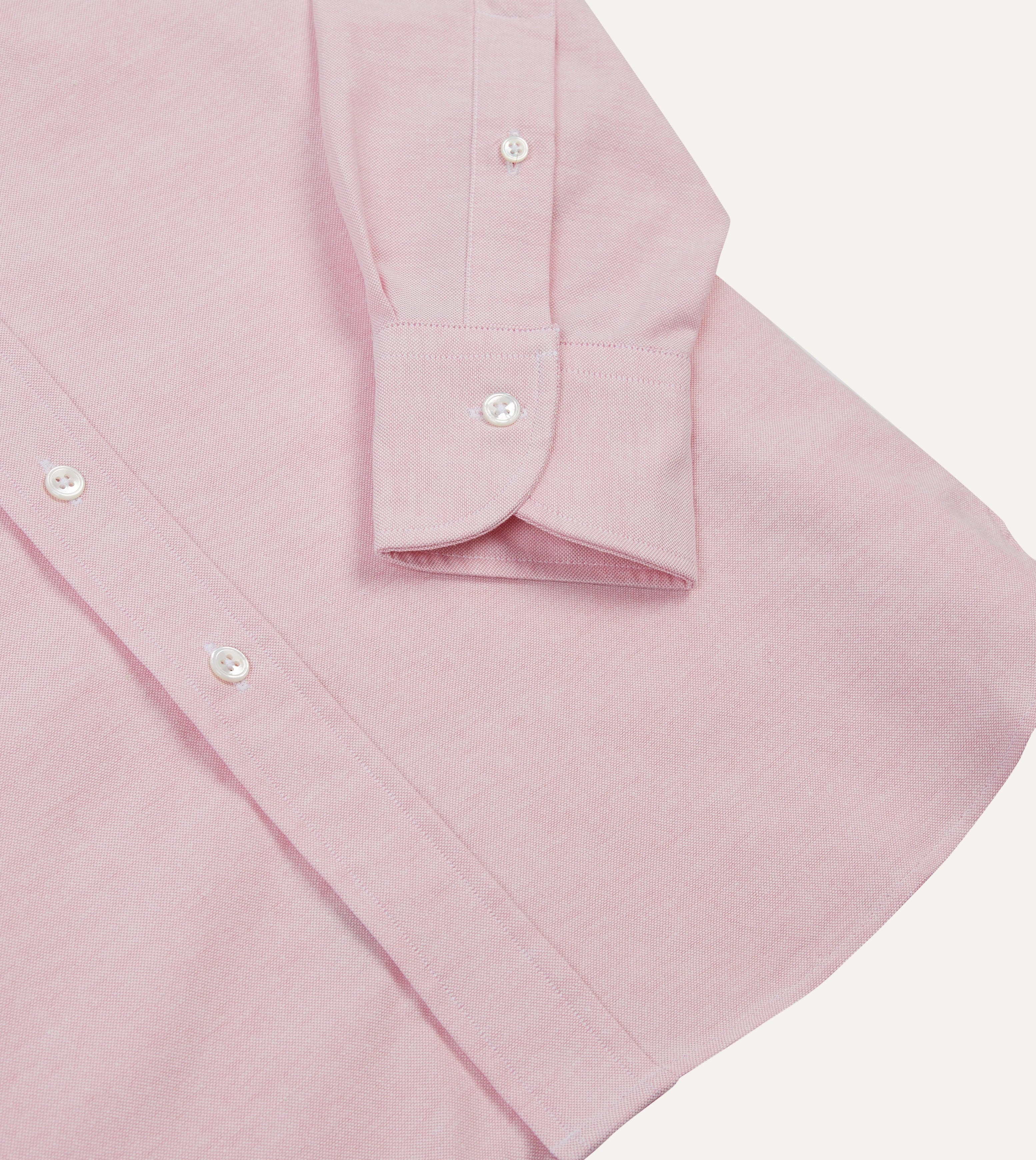 Non Restrictive Armhole Bright Pink Cotton Oxford Cloth Button-Down Shirt