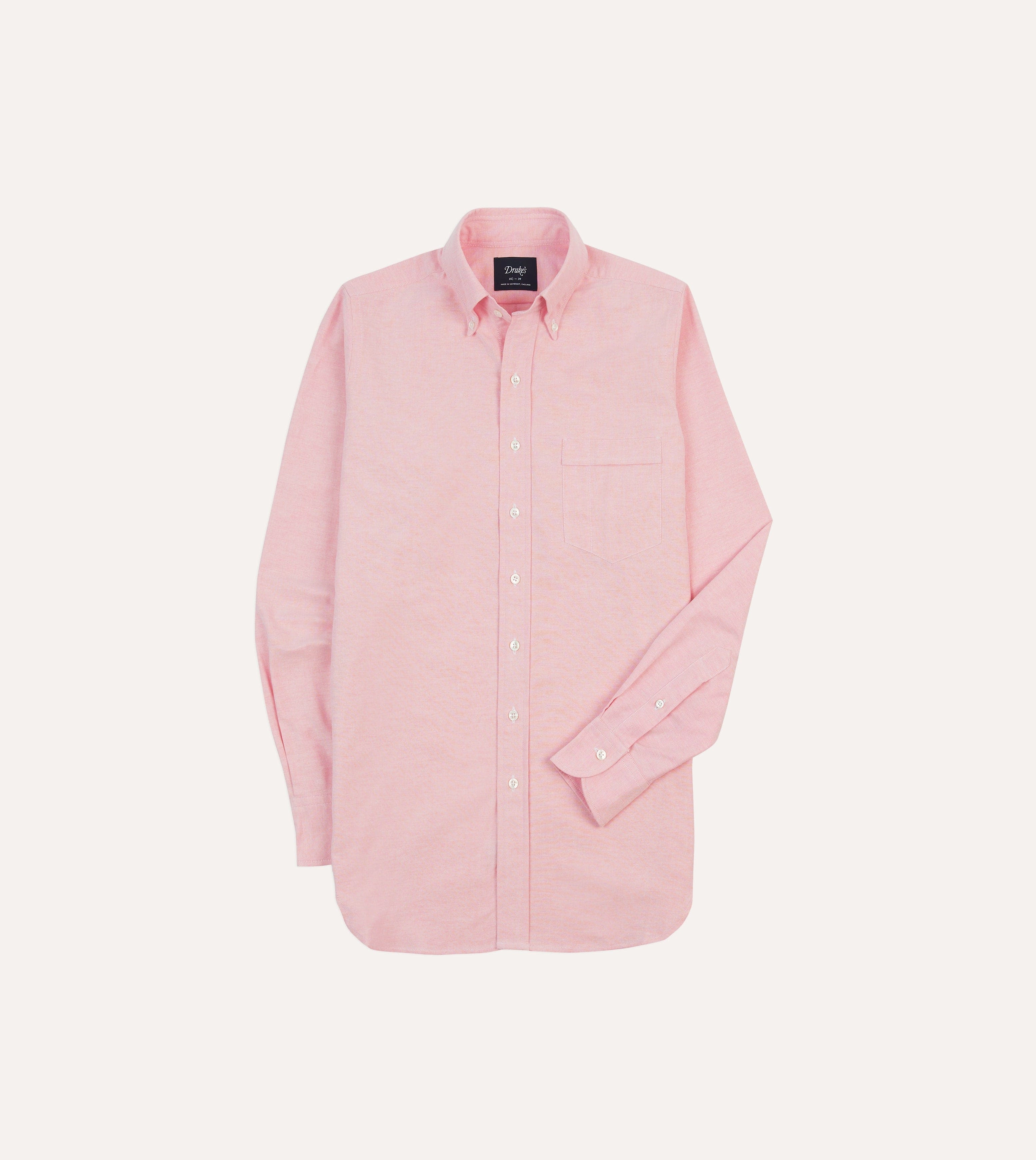 Workwear Style Bright Pink Cotton Oxford Cloth Button-Down Shirt