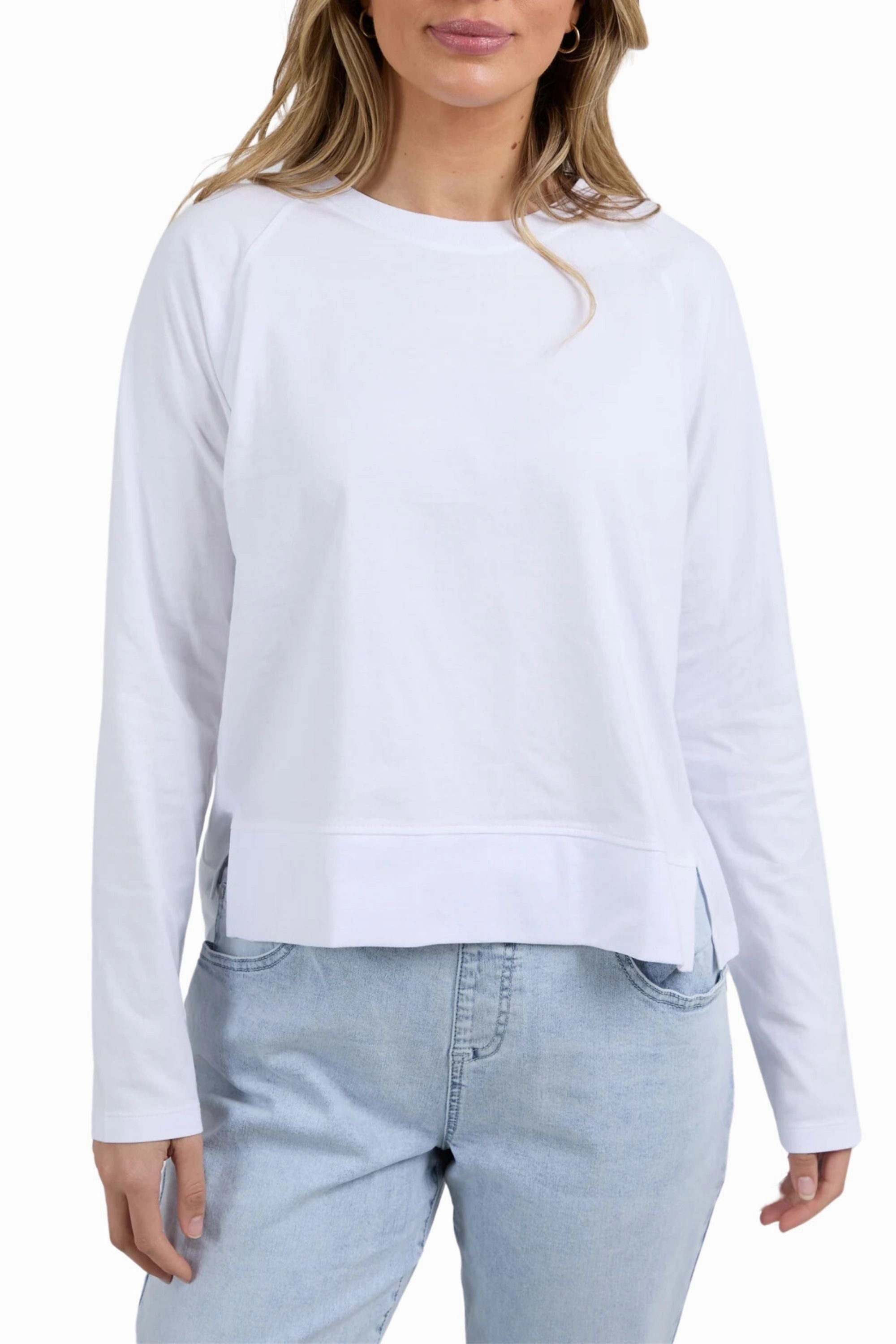 ENDLESS L/SLV TEE - 55X0244 Wrinkle Resistant Finish Round neck simplicity