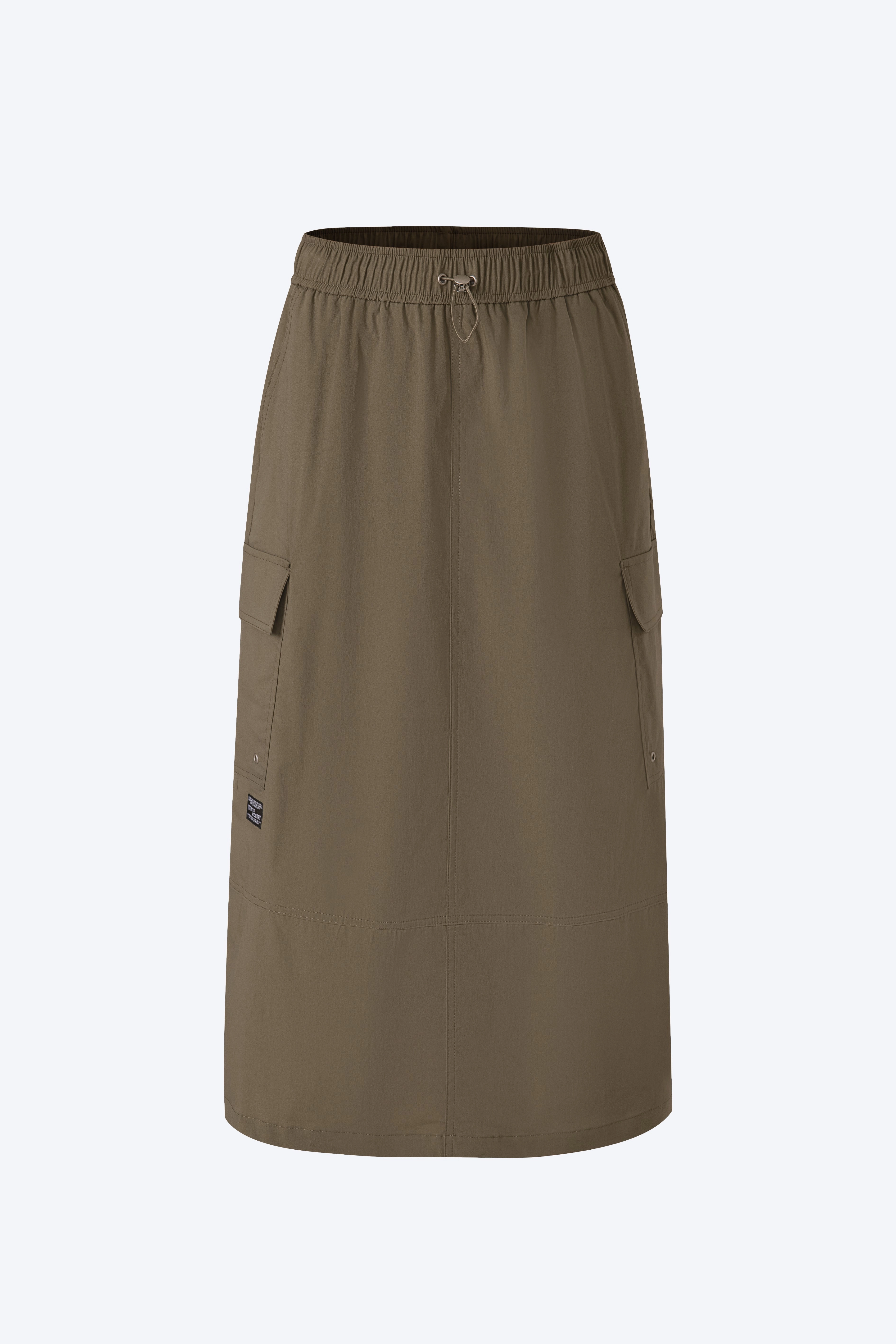 Drawstring Cargo Skirt - Khaki Green Chic Look Heritage Inspired