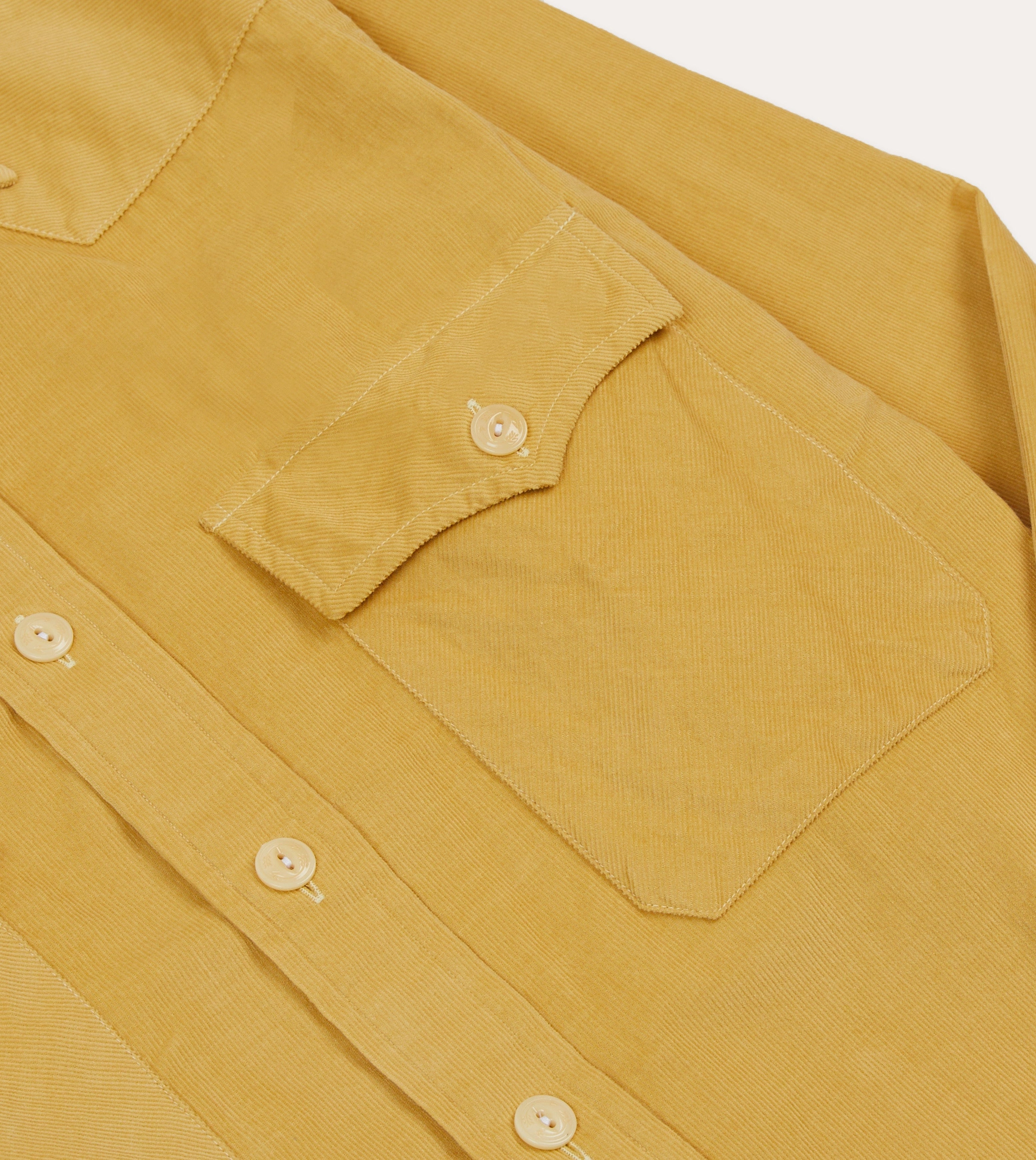 Anti Static Fabric Yellow Corduroy Two-Pocket Western Shirt