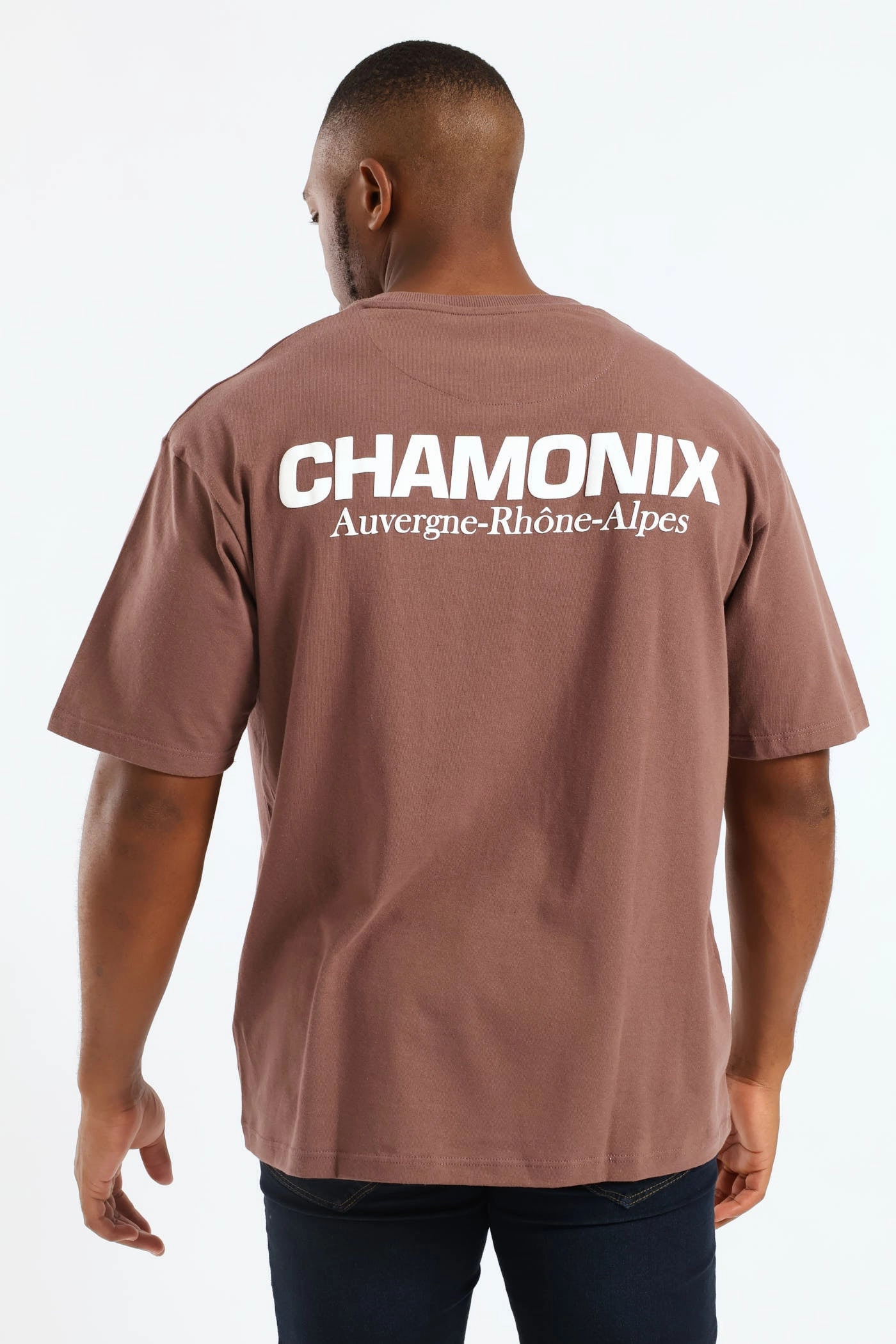 Pepper Corn Chamonix Puff Print Oversized Tee - Brown Non Restrictive Cut