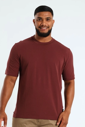 Seam Free Back Timeless Top All Day Short Sleeve  Tee - Burgundy