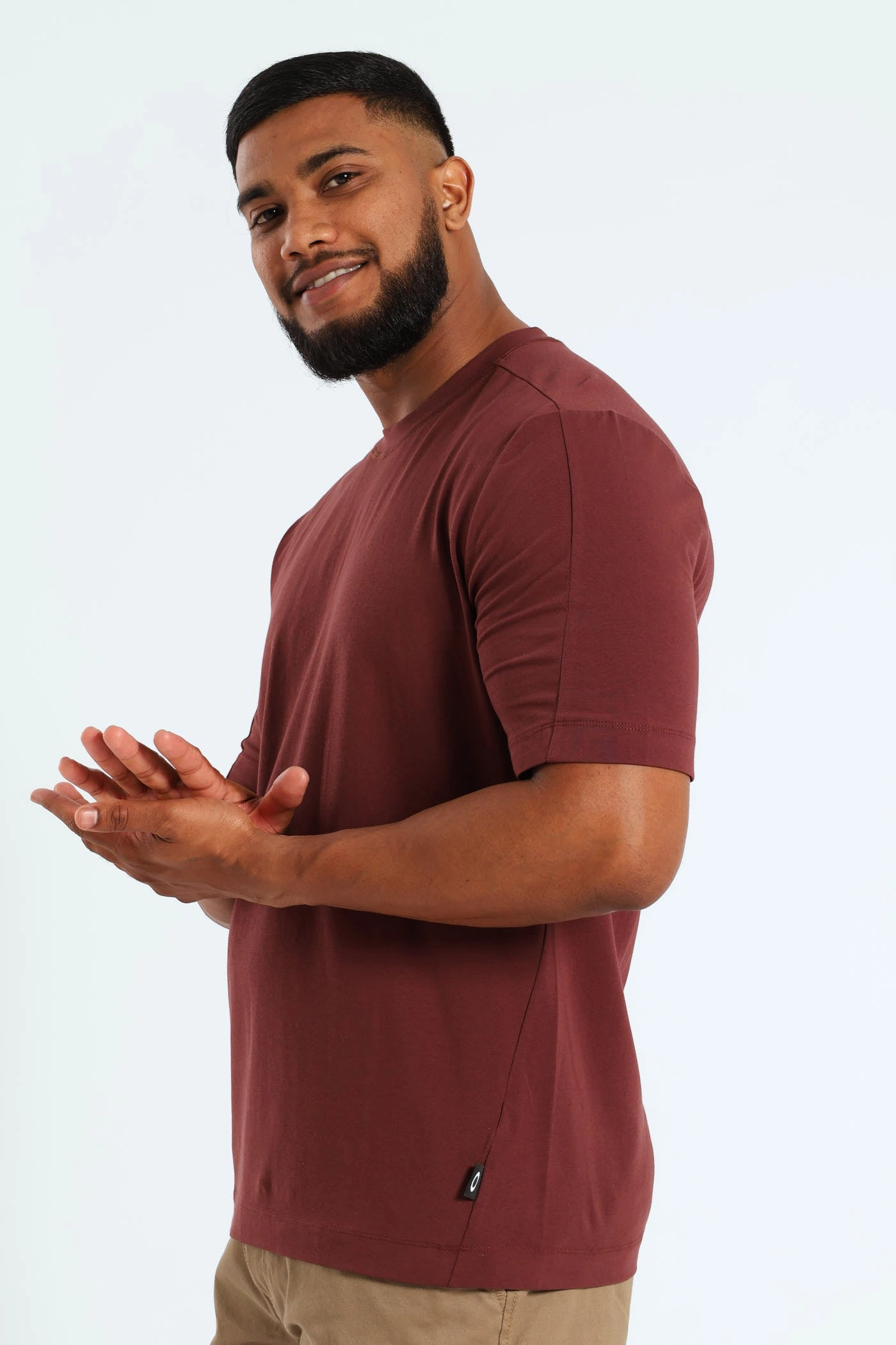 All Day Short Sleeve  Tee - Burgundy Smart Layer Stretchable