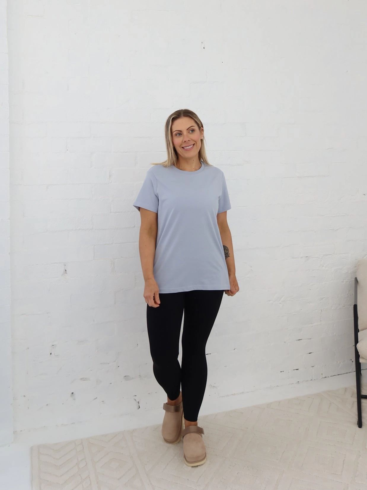 Jemima Tee - Powder Blue Airflow Vents Layered Collar Structure