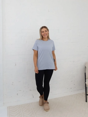 Jemima Tee - Powder Blue Airflow Vents Layered Collar Structure