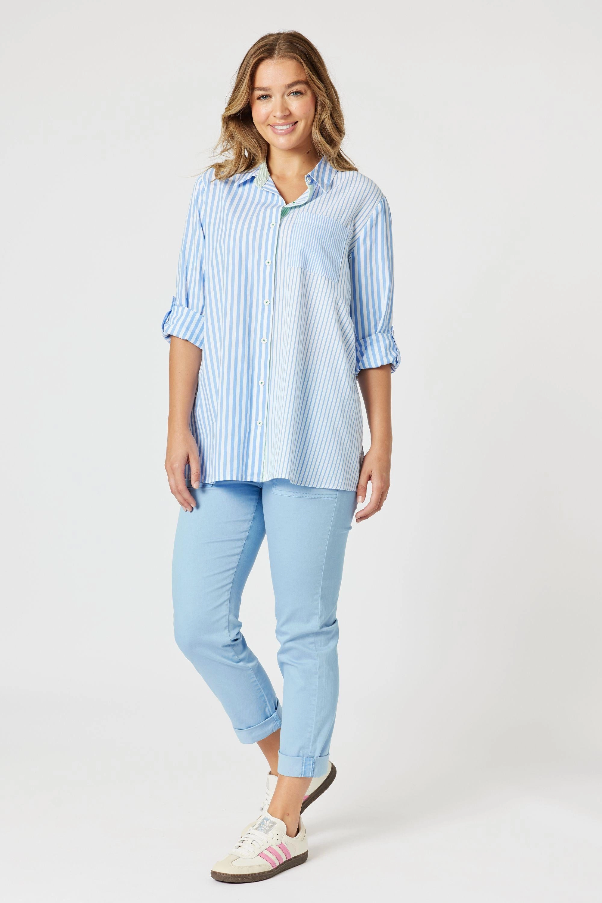bohemian flair Bold Hue SKYLAR STRIPE SHIRT - 47914T