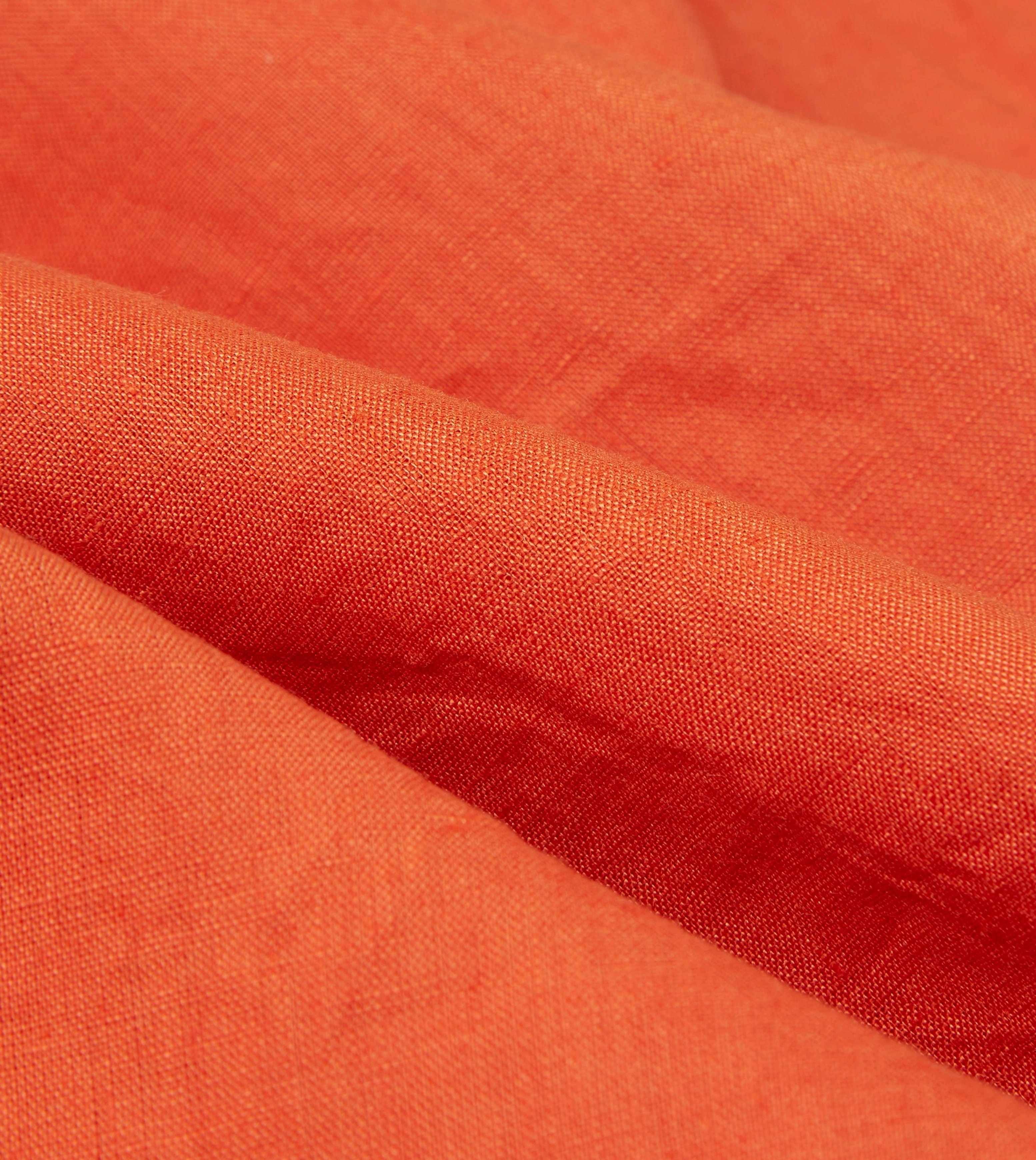 Sustainable Weave Current Style Orange Linen Spread Collar Shirt