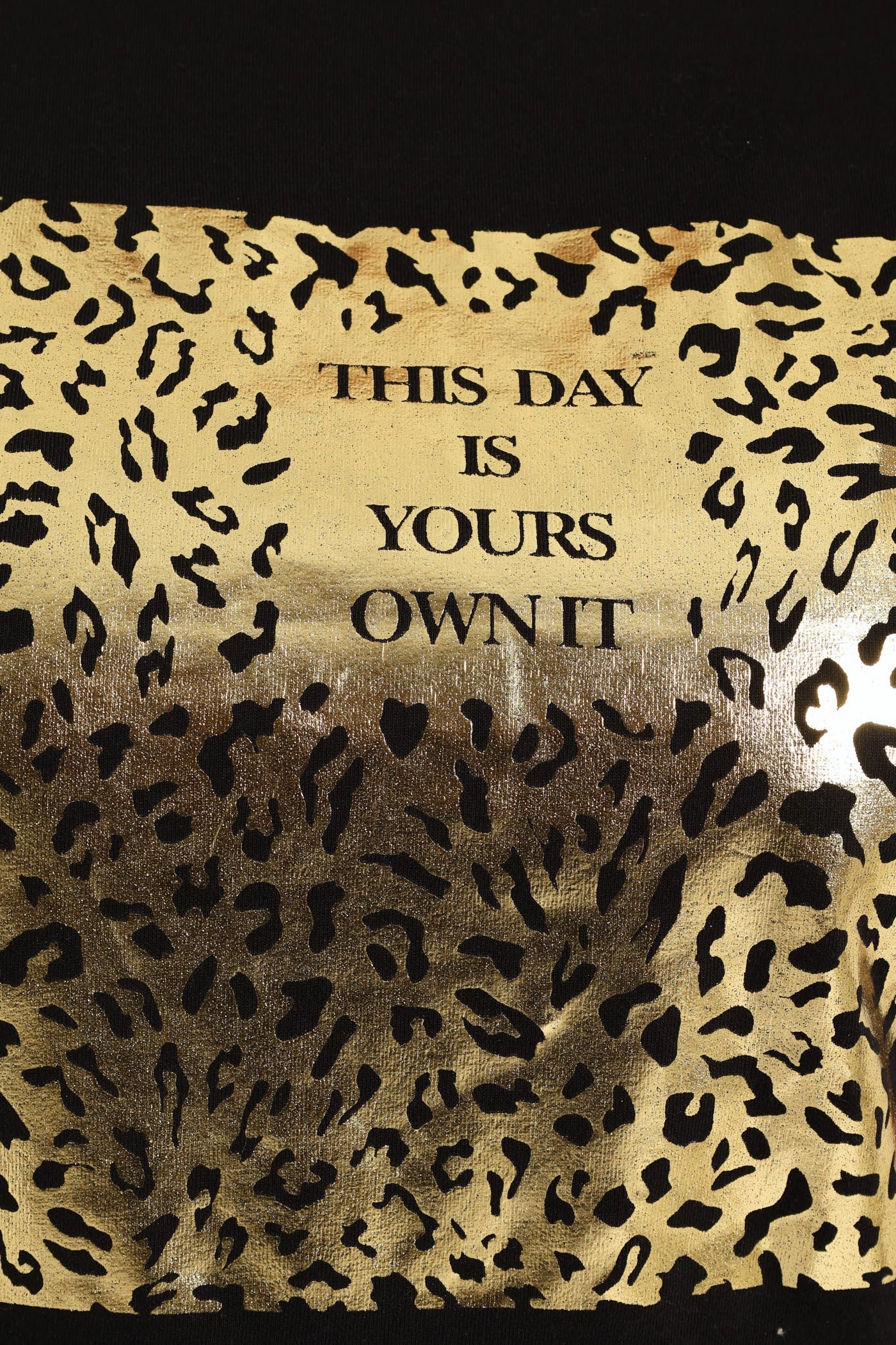 Ribbed Knit Fabric This Is Your Day Frame Foil Tee - Black