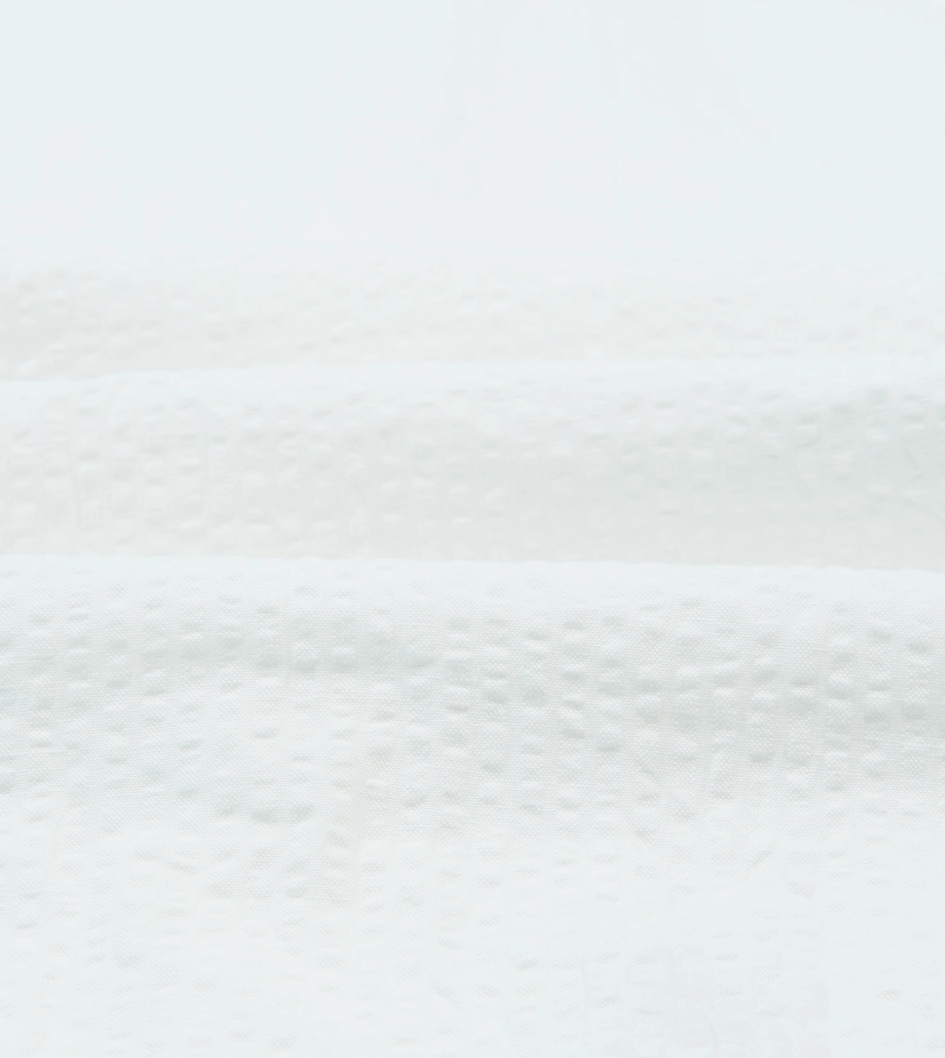 Floral Motif White Cotton-Linen Seersucker Camp Collar Short Sleeve Shirt