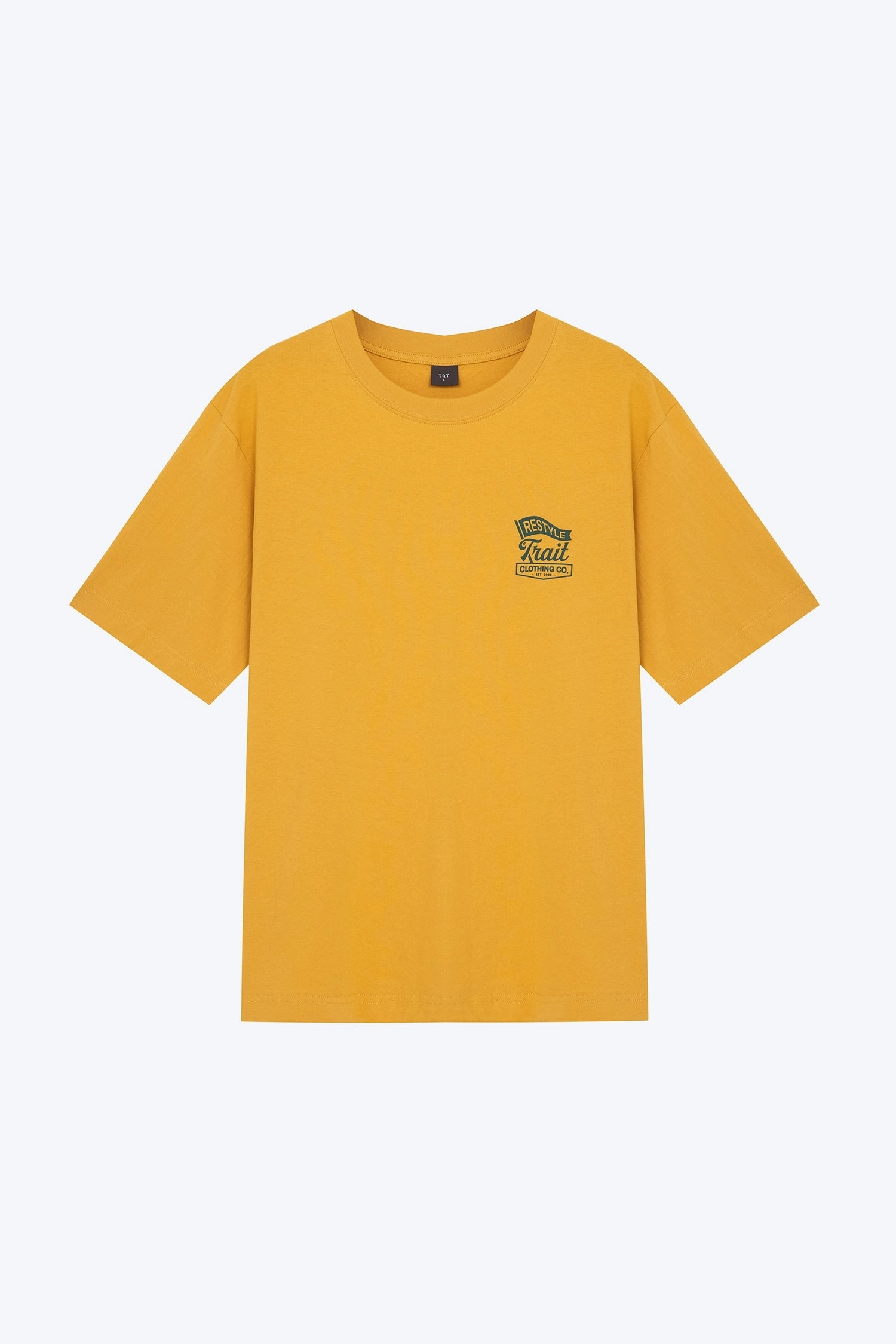 Curved Hem Design NaturalFiberBlend Restyle Trait Clothing Co. Tee - Yellow