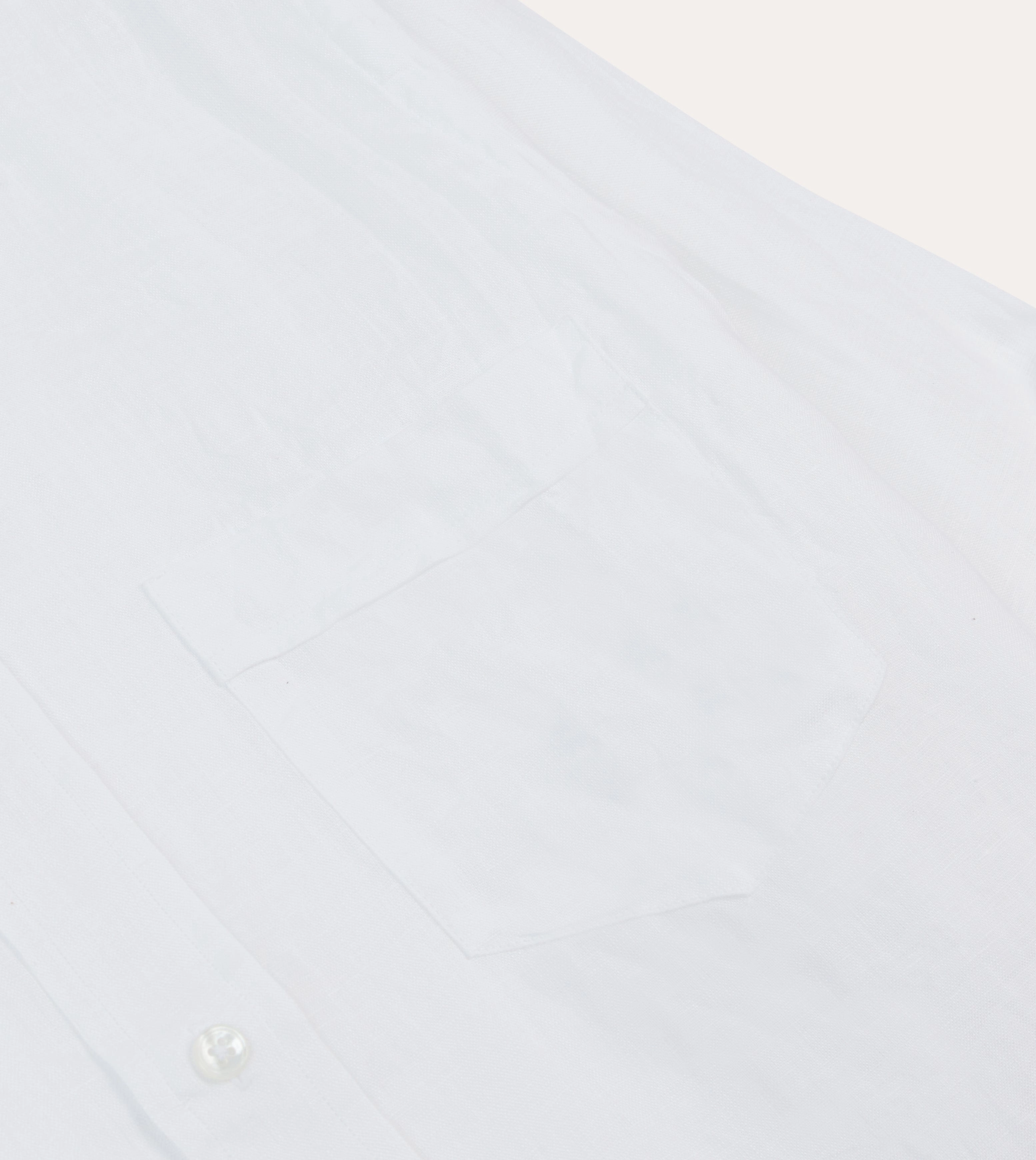 Creative Professional Reinforced Hems White Linen Spread Collar Shirt