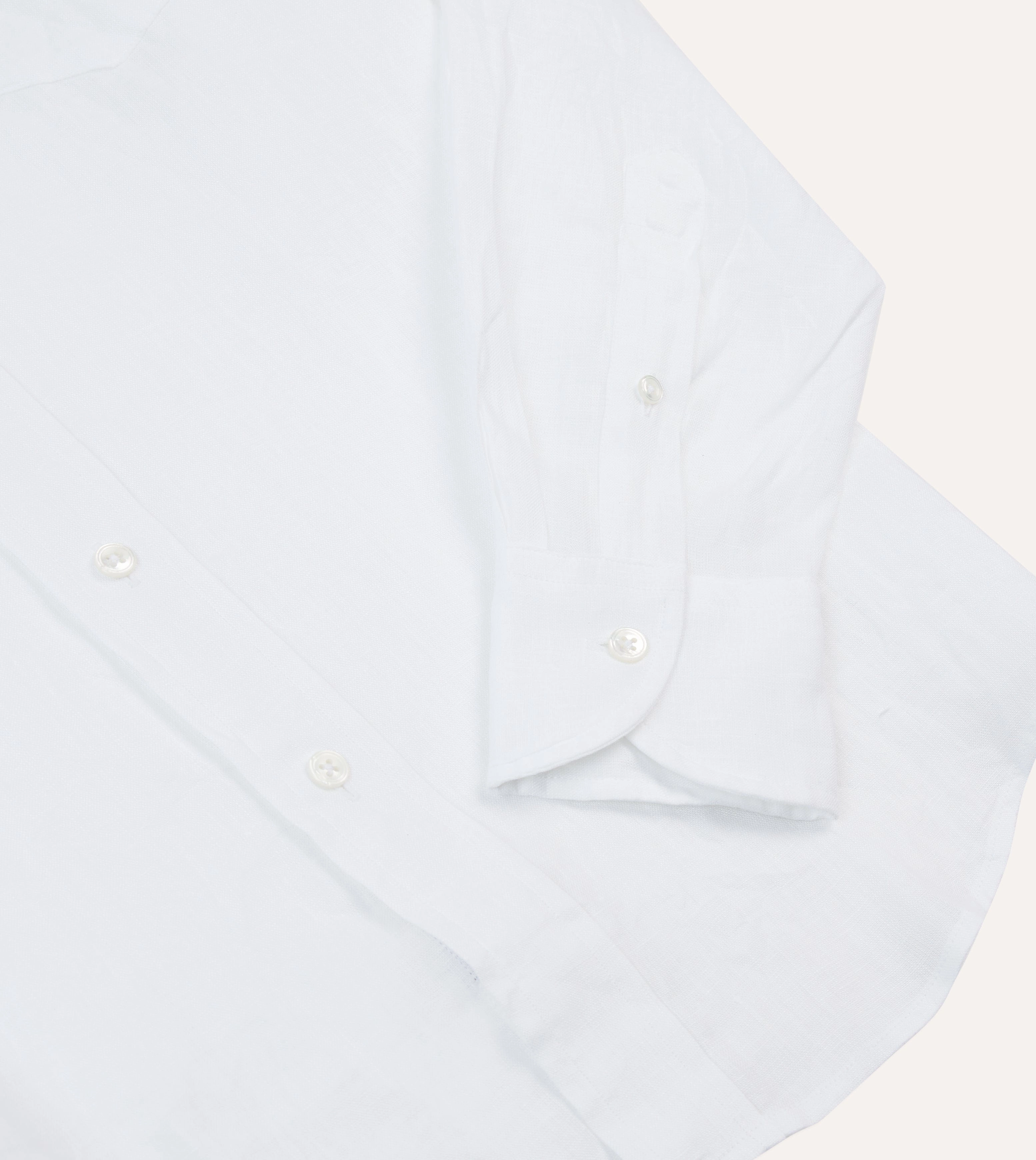 White Linen Spread Collar Shirt Geometric Design