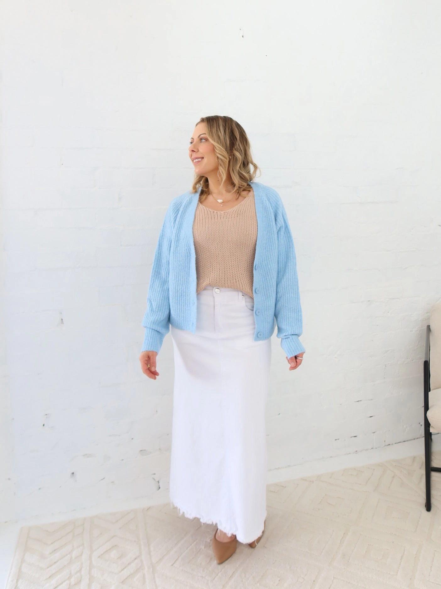 Asher Denim Skirt - White Urban Pulse Creative Look