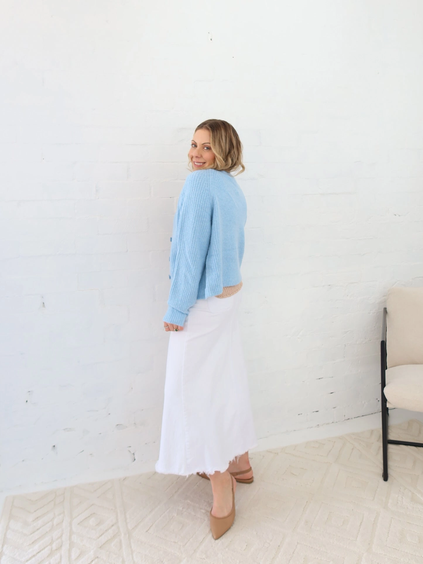 Asher Denim Skirt - White Neutral Tones Weekend Favorite