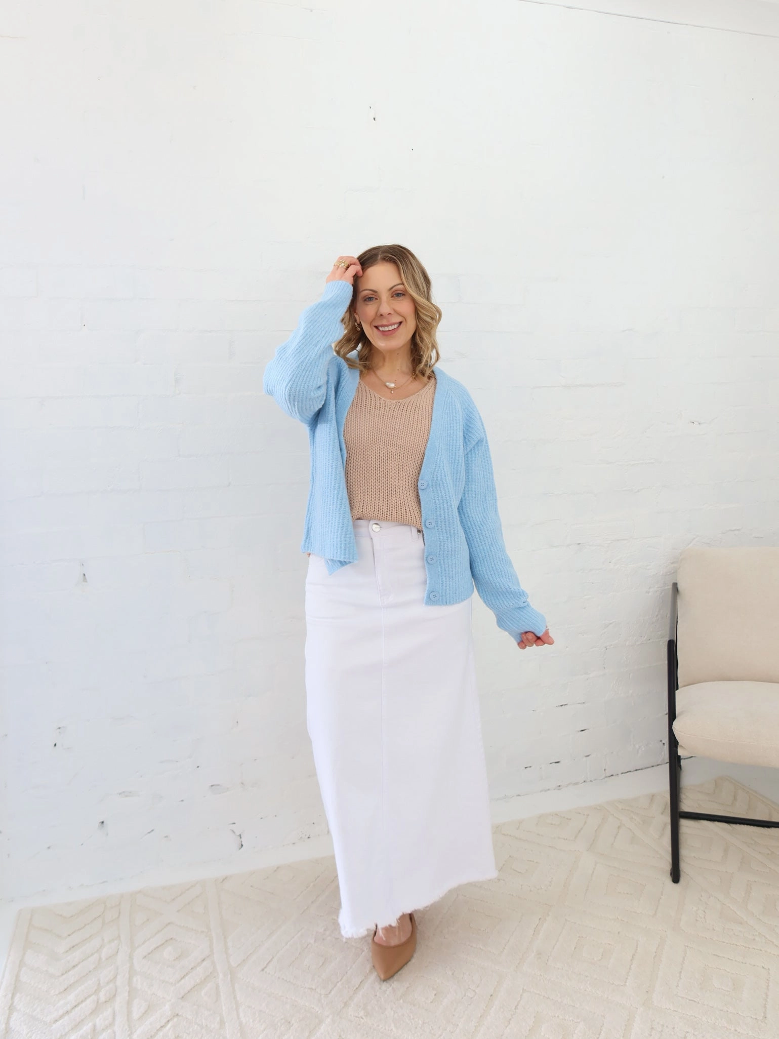 Gentle Wear Asher Denim Skirt - White