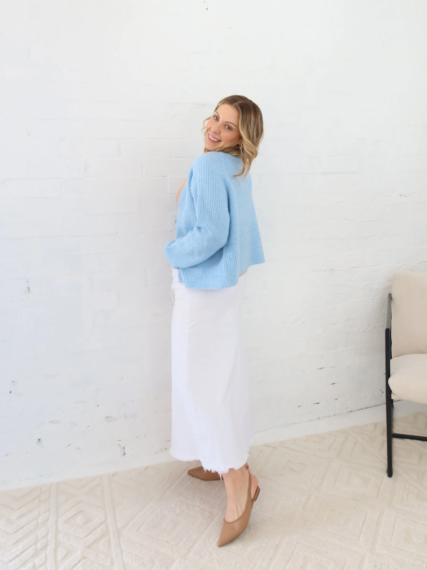 Breezy Style Asher Denim Skirt - White