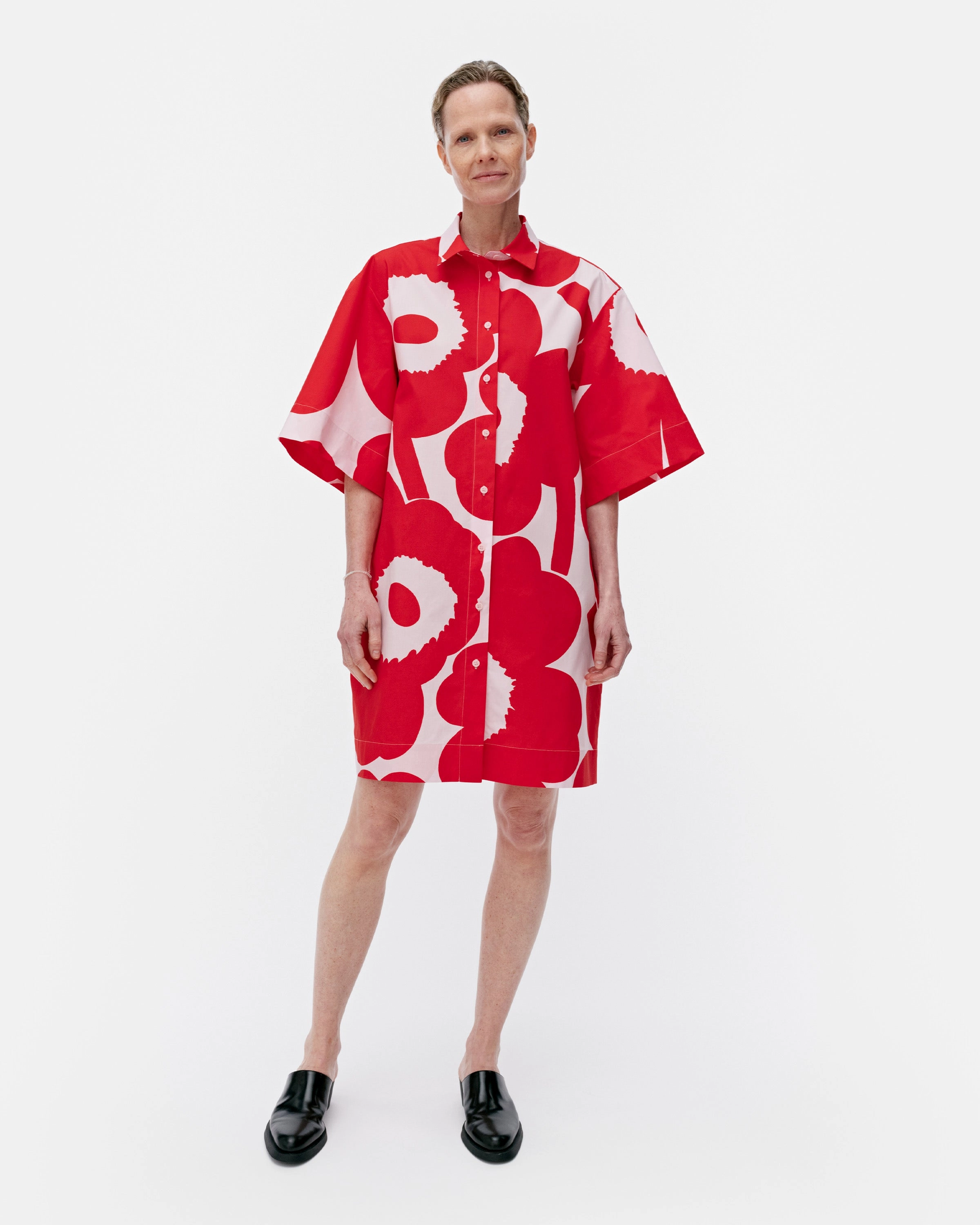 Asia Unikko Invenit Cotton Poplin Short Sleeve Shirt Dress 95cm Rural Charm Art Spirit