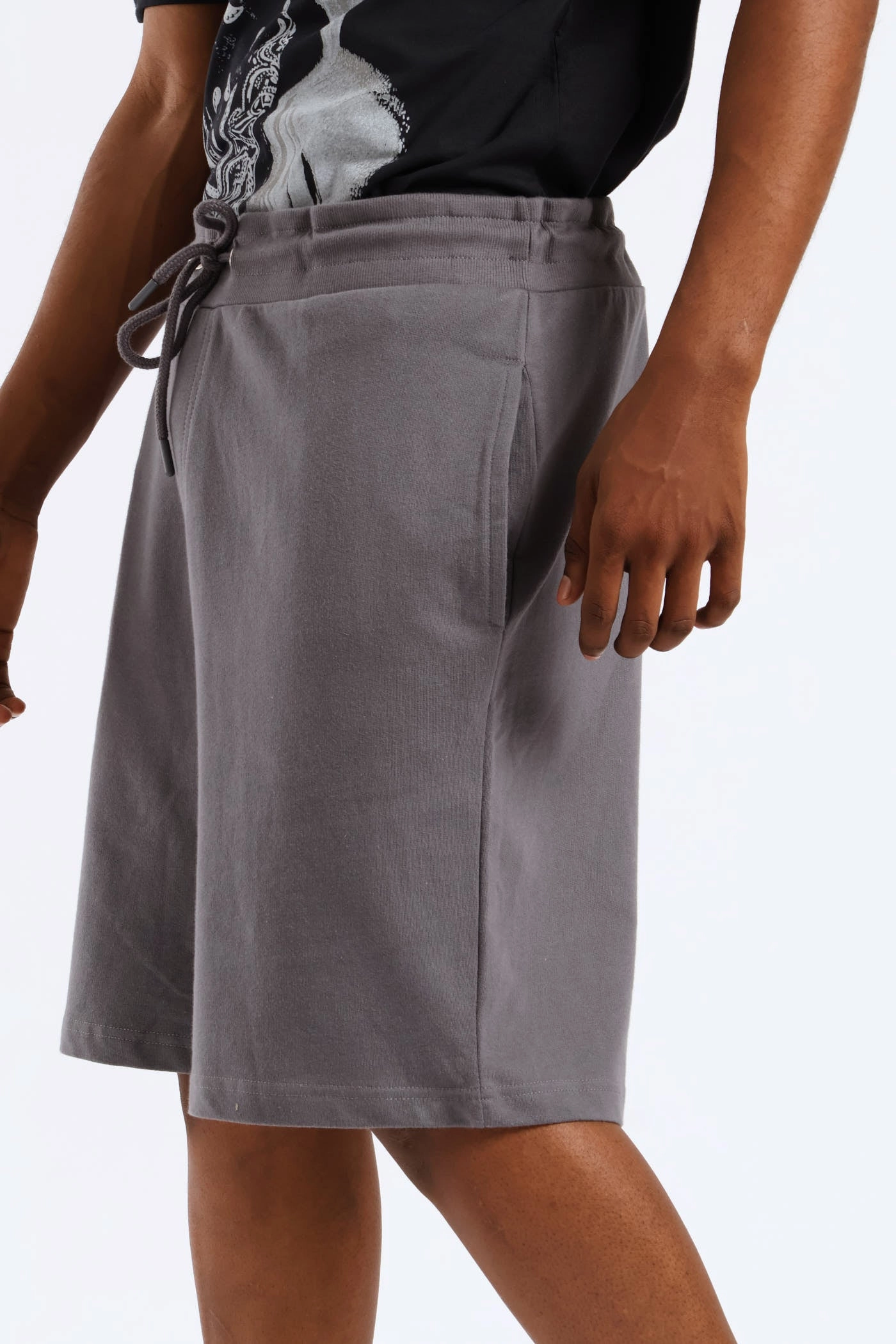 Athletic Grade Elasticity Basic Fleece Short - Grey Zero Chafe Construction Easy Layer Fit