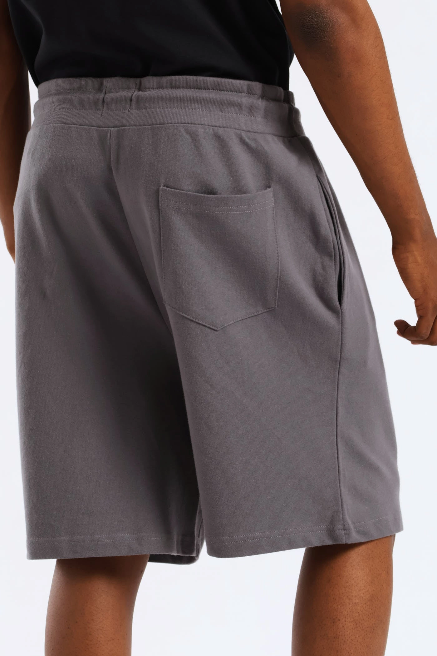 Roomy Waist Athletic Grade Elasticity Basic Fleece Short - Grey