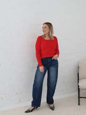 Neutral Loose Atlas Barrel Jeans- Dark